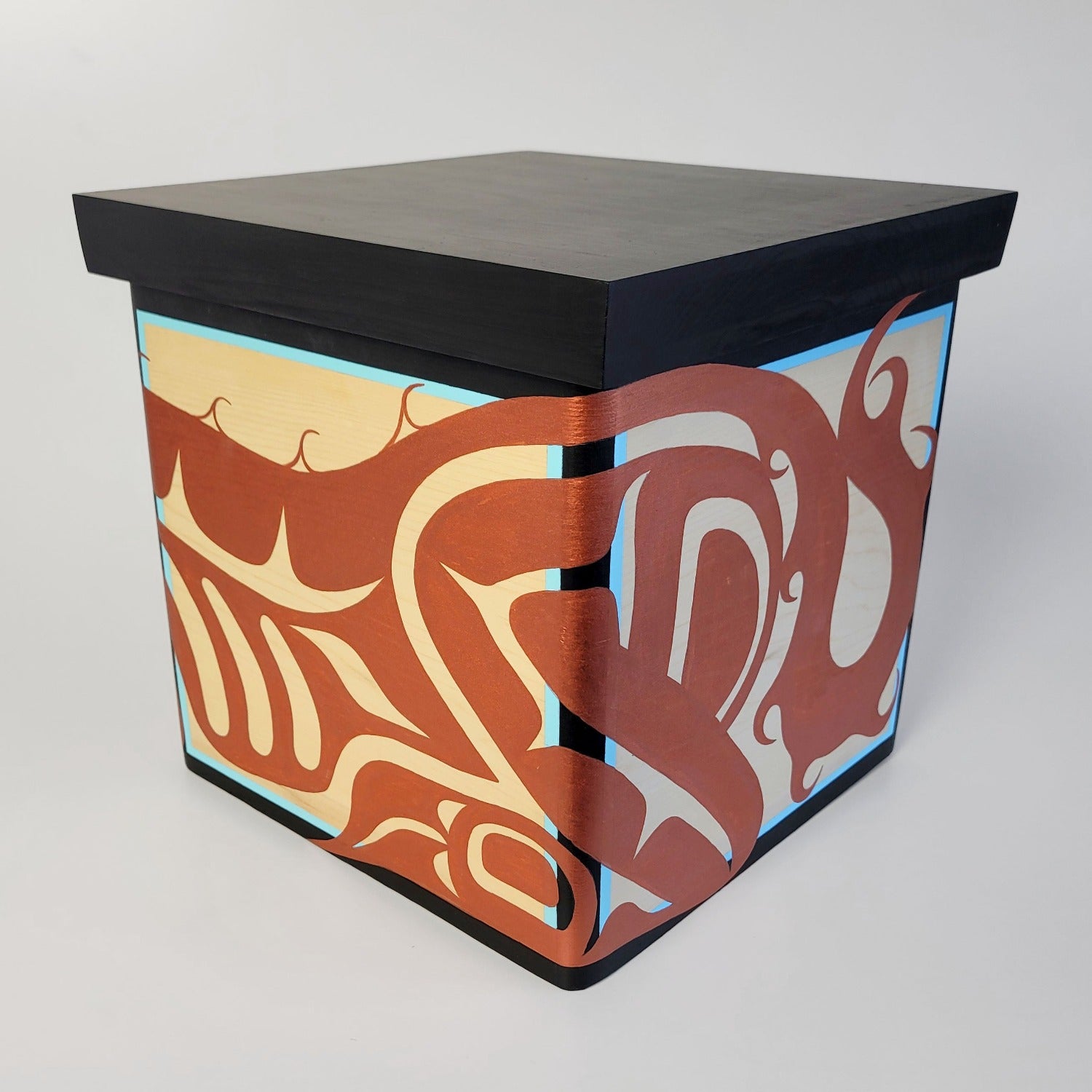 Indigenous Wolf Bentwood Box by Kwakwaka'wakw artist Sandy Johnson