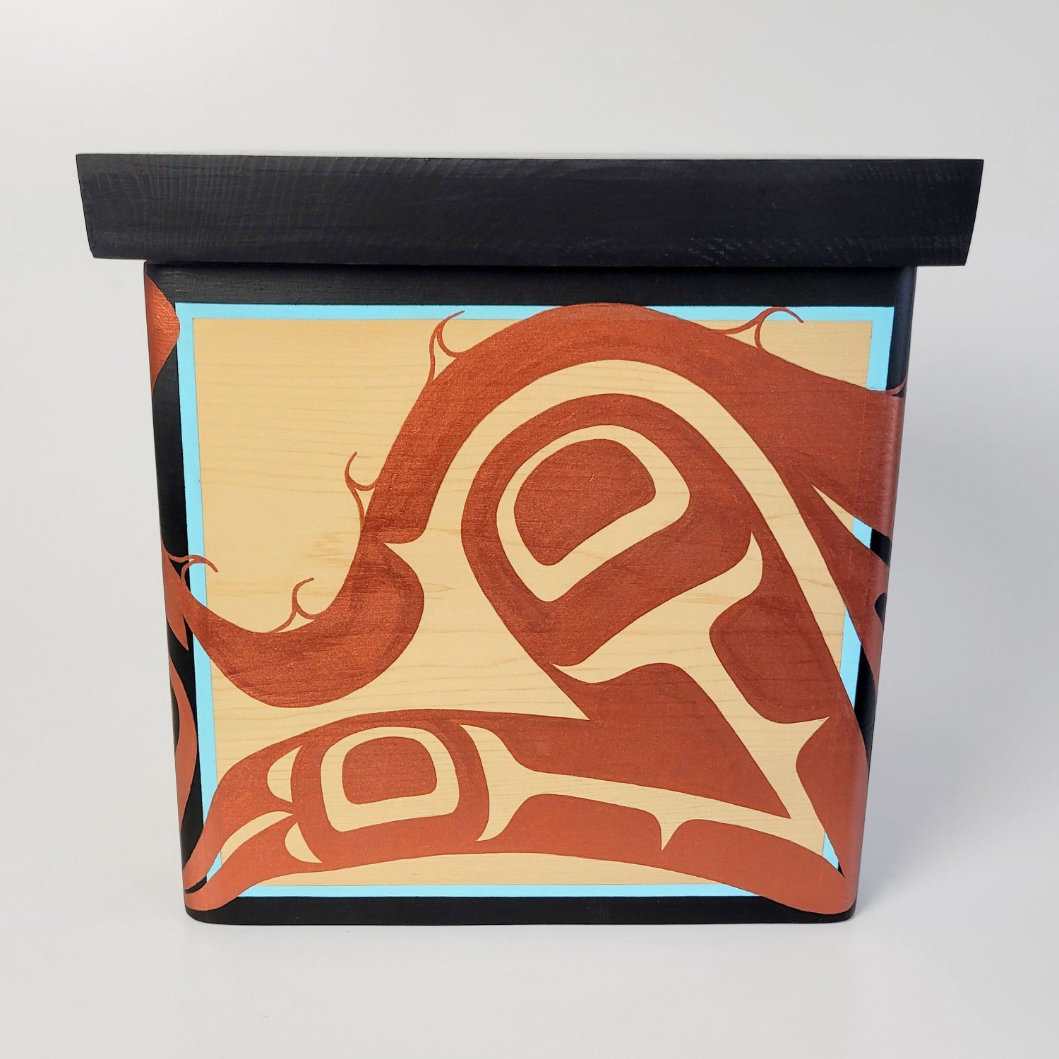 Indigenous Wolf Bentwood Box by Kwakwaka'wakw artist Sandy Johnson