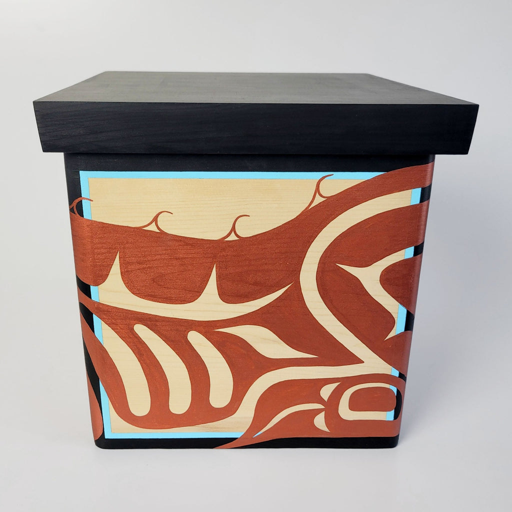 Indigenous Wolf Bentwood Box by Kwakwaka'wakw artist Sandy Johnson