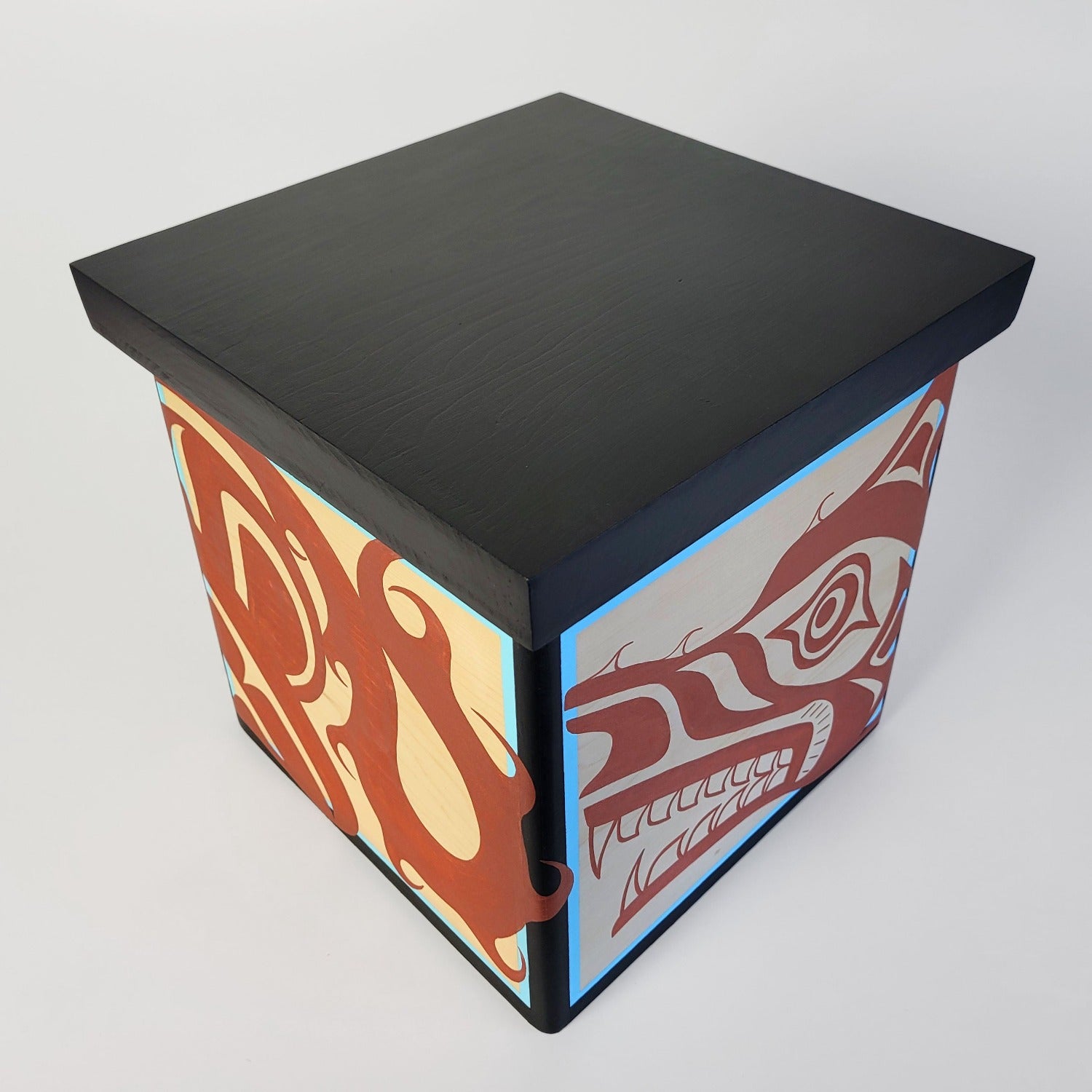 Indigenous Wolf Bentwood Box by Kwakwaka'wakw artist Sandy Johnson