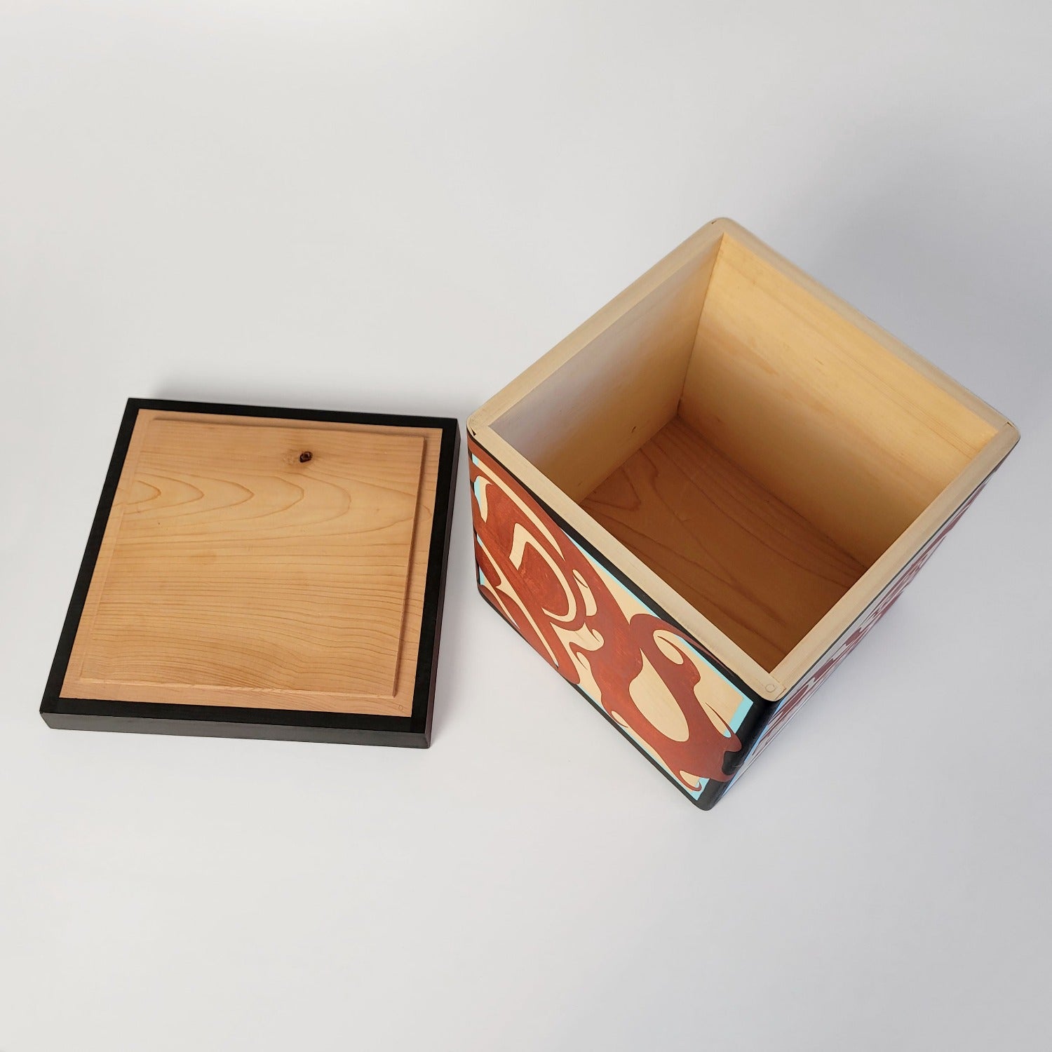 Indigenous Wolf Bentwood Box by Kwakwaka'wakw artist Sandy Johnson