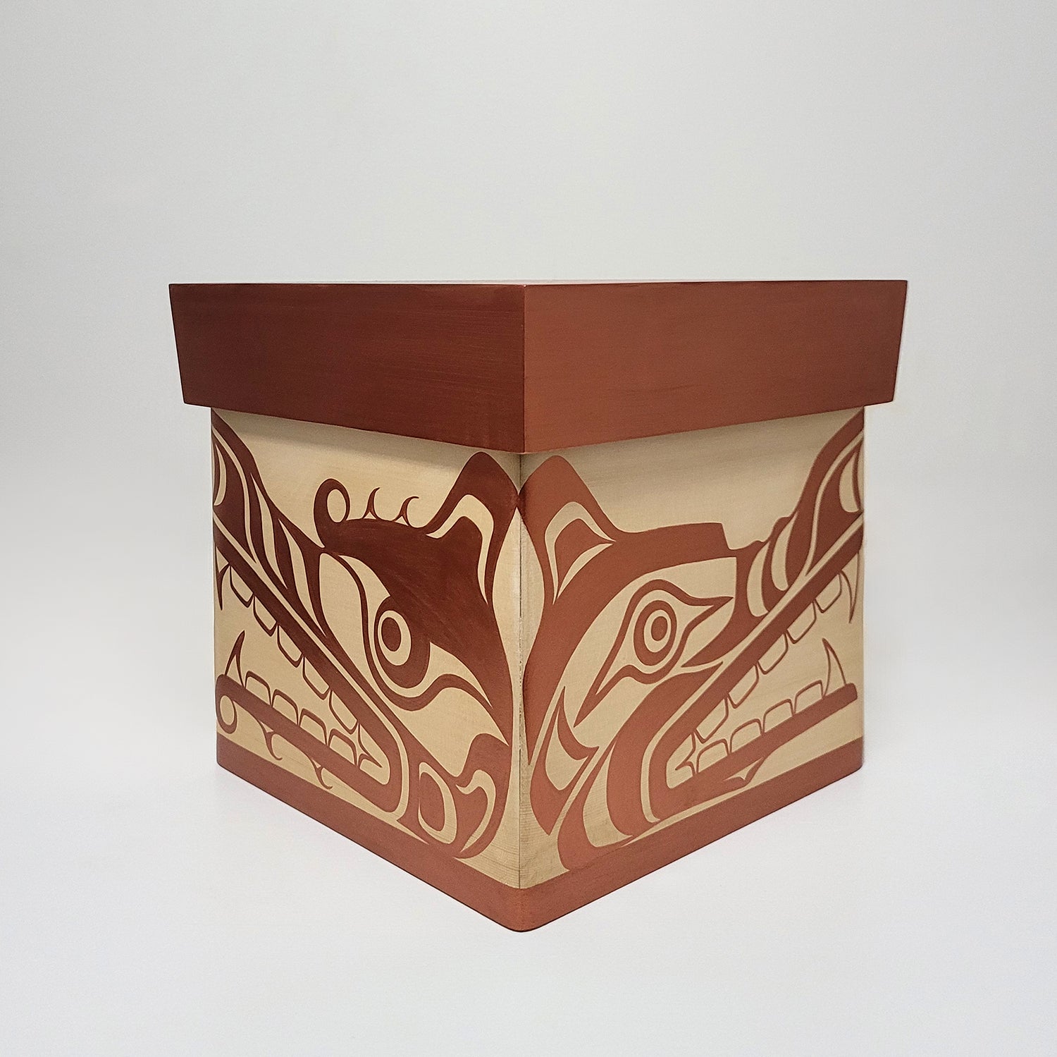 Wolf Bentwood Box made by Kwakwaka'wakw artist Sandy Johnson 