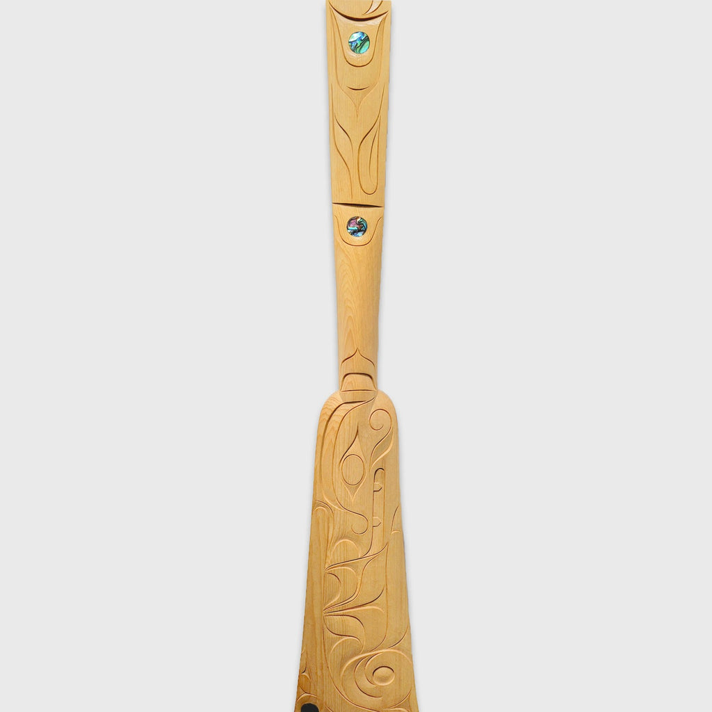 Double-sided cedar paddle hand-carved by Nuu-chah-nulth artist Joshua Shaw-Prescott