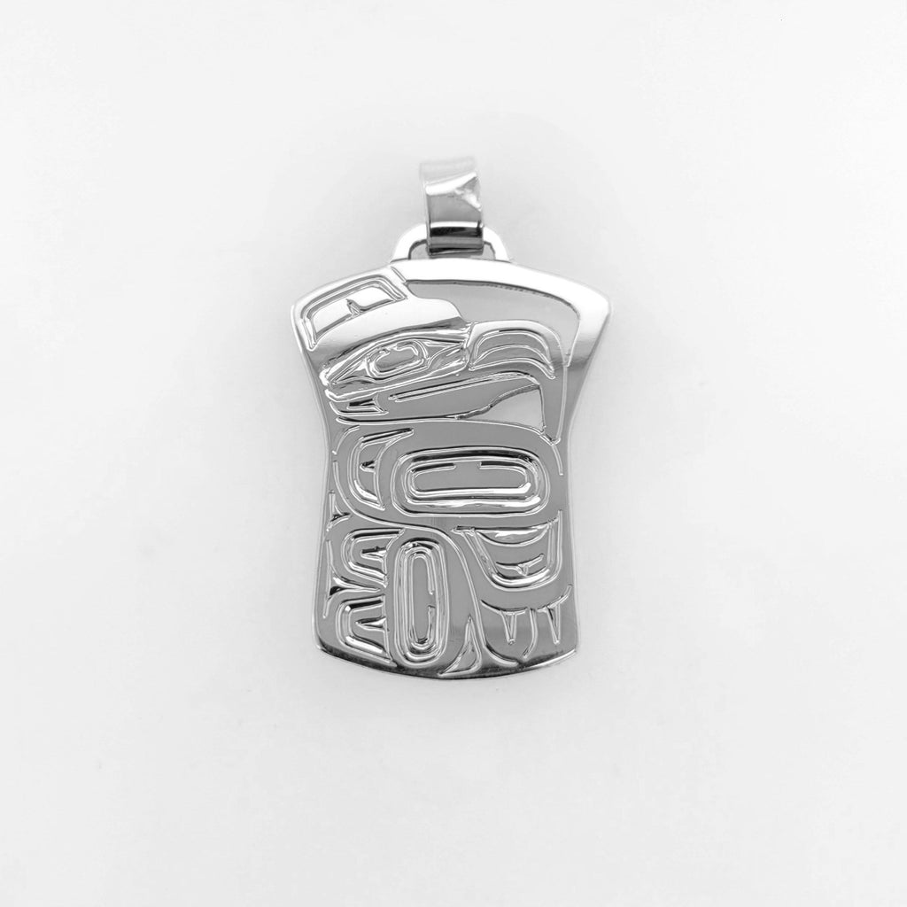 this is a Silver Haida Copper-shaped Eagle Pendant