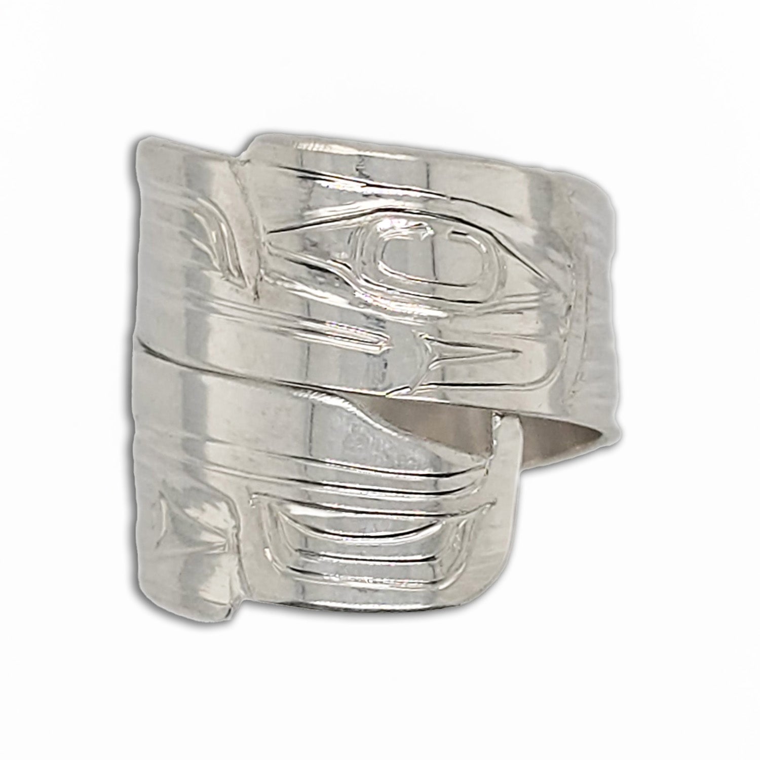 Silver Haida Eagle and Raven Wrap Ring – Spirits of the West Coast