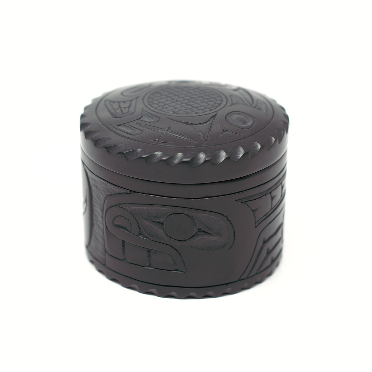 Round Argillite Box by Haida artist Denny Dixon