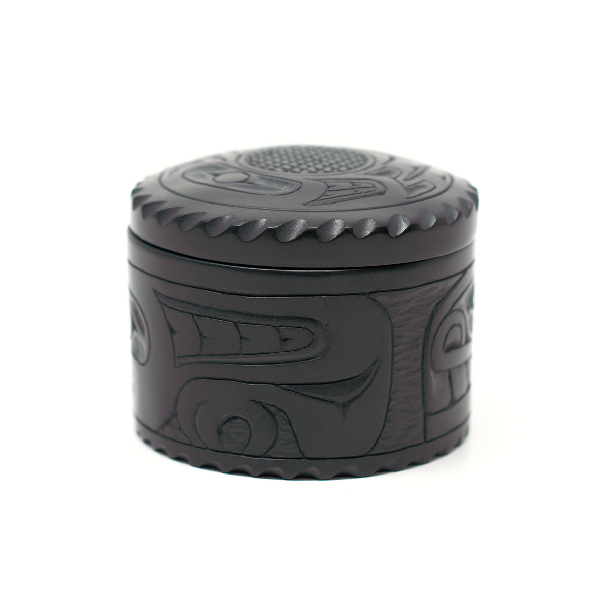 Round Argillite Box by Haida artist Denny Dixon