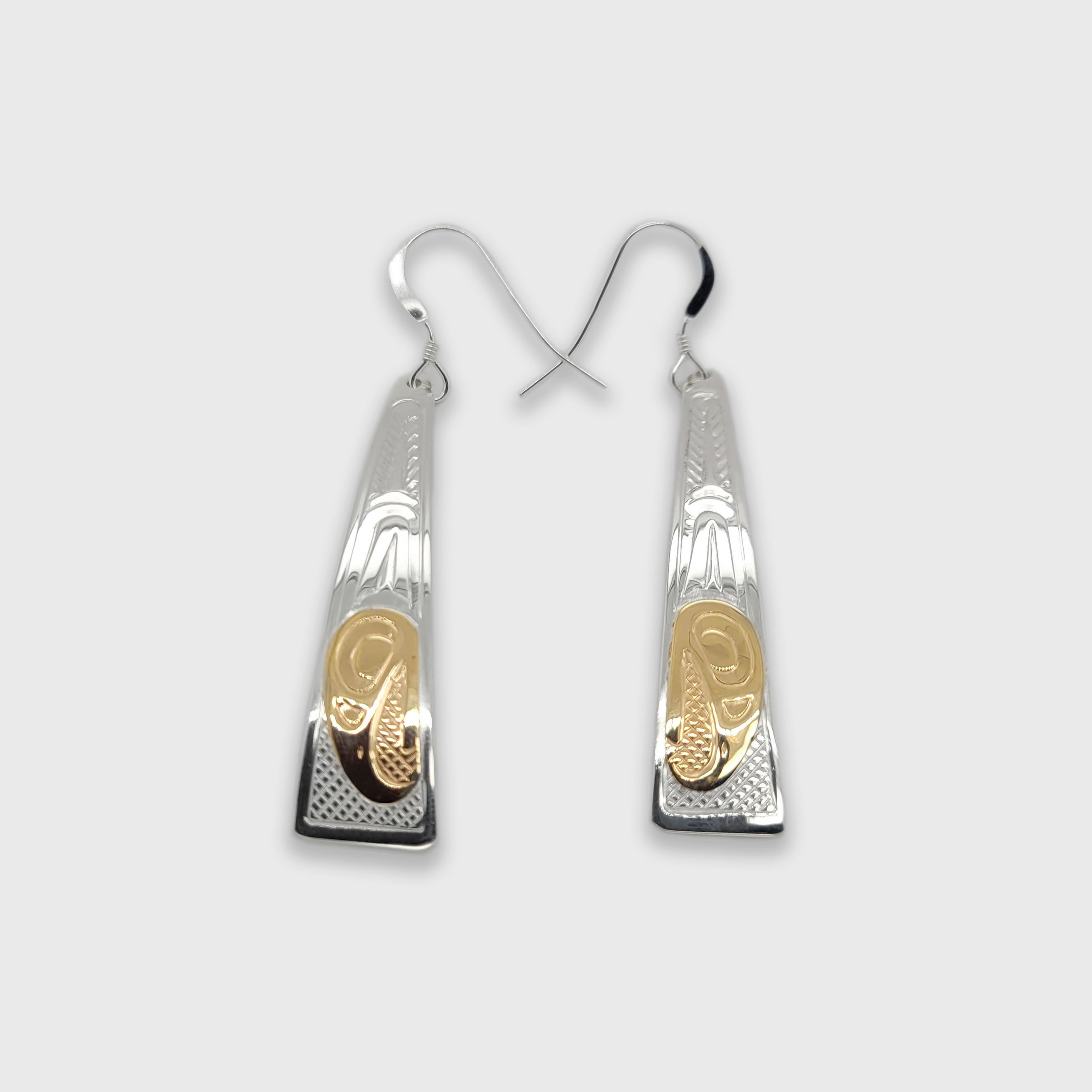 Silver and Gold Eagle Earrings by Cree artist Justin Rivard