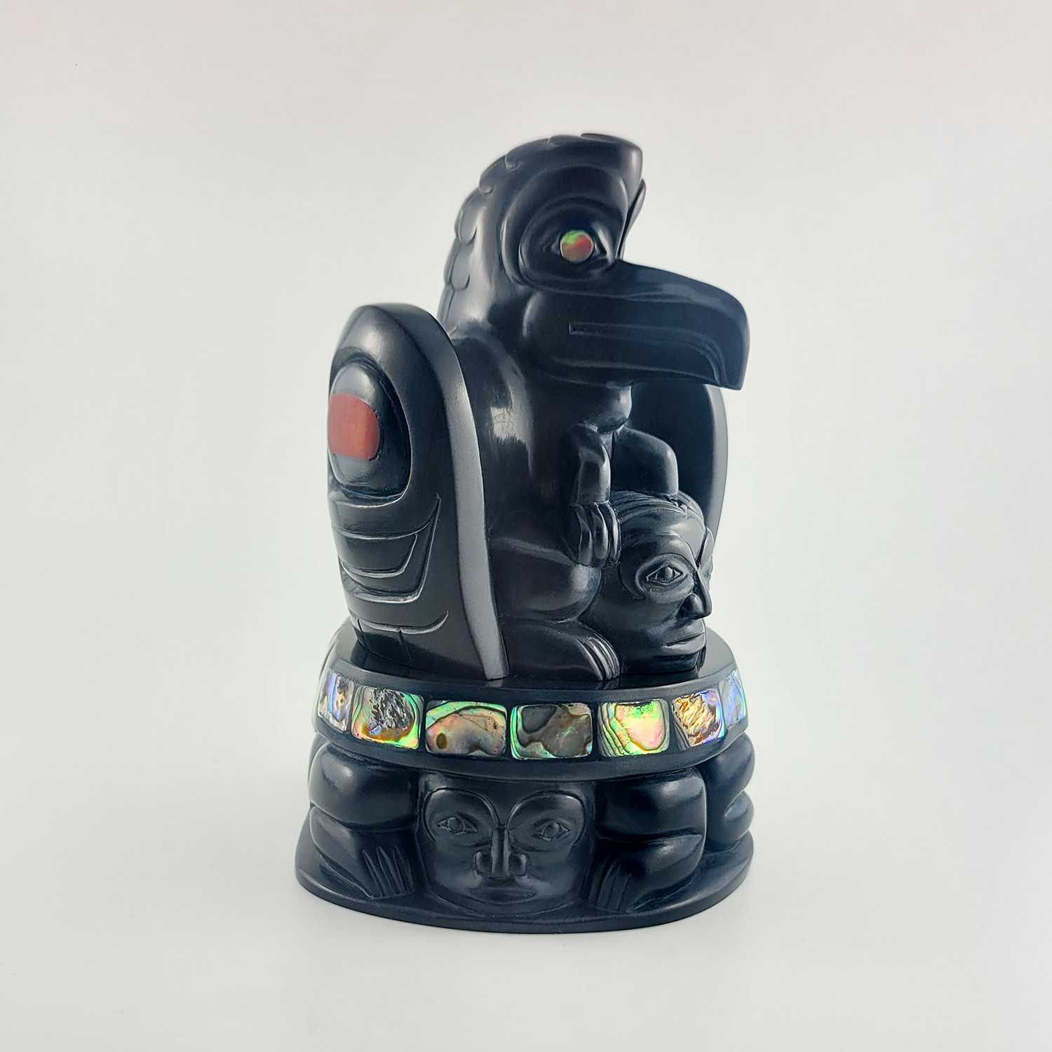 Argillite Raven and the First Men Carving by Haida artist Gryn White