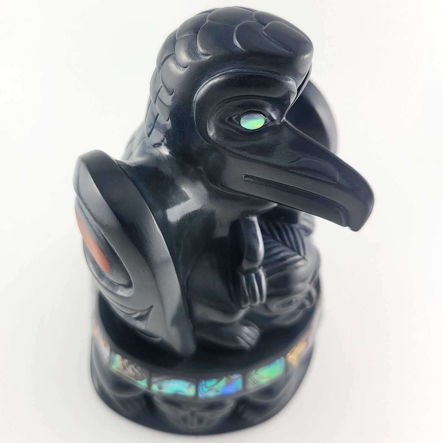 Argillite Raven and the First Men Carving by Haida artist Gryn White