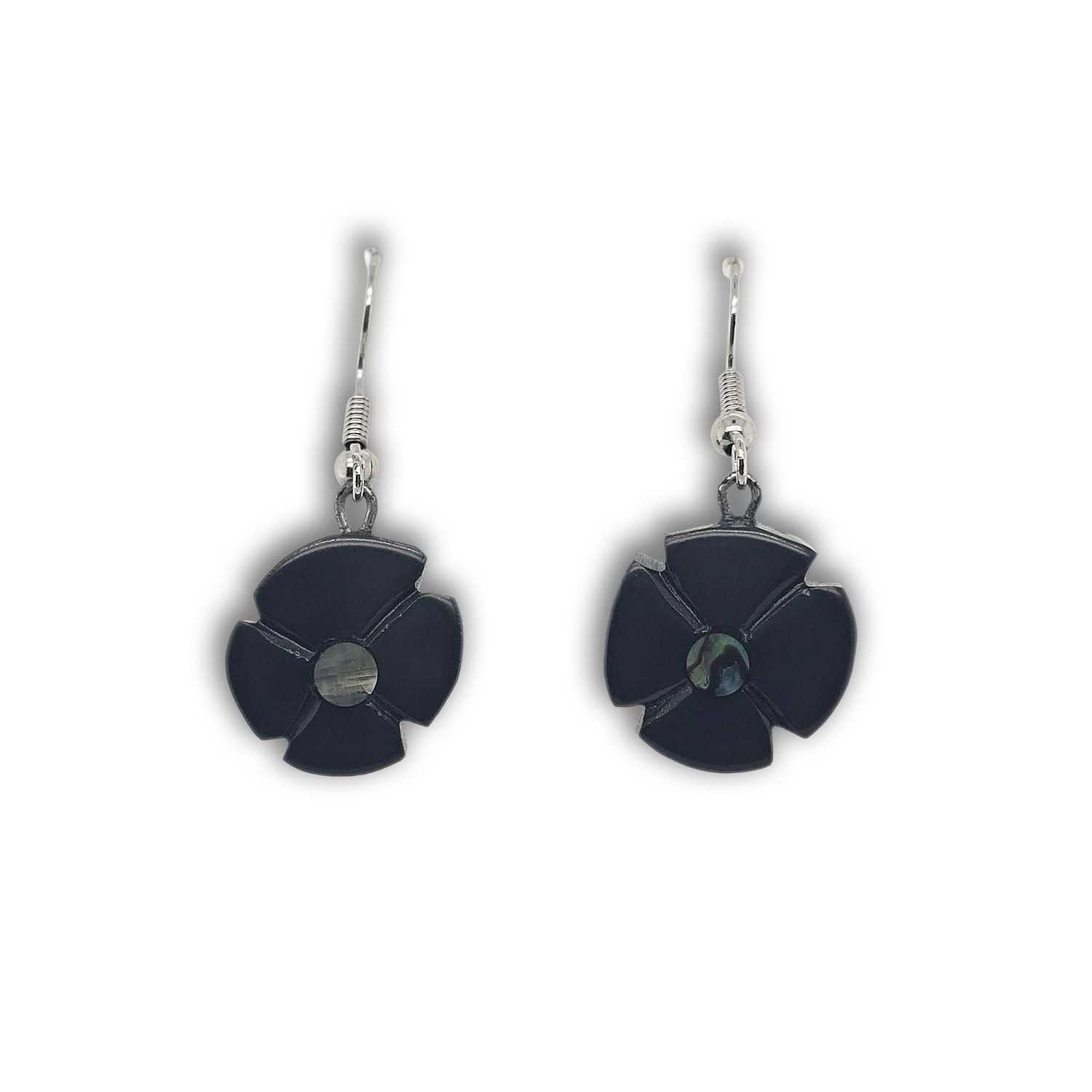 Argillite Flower Earrings by Haida artist Amy Edgars