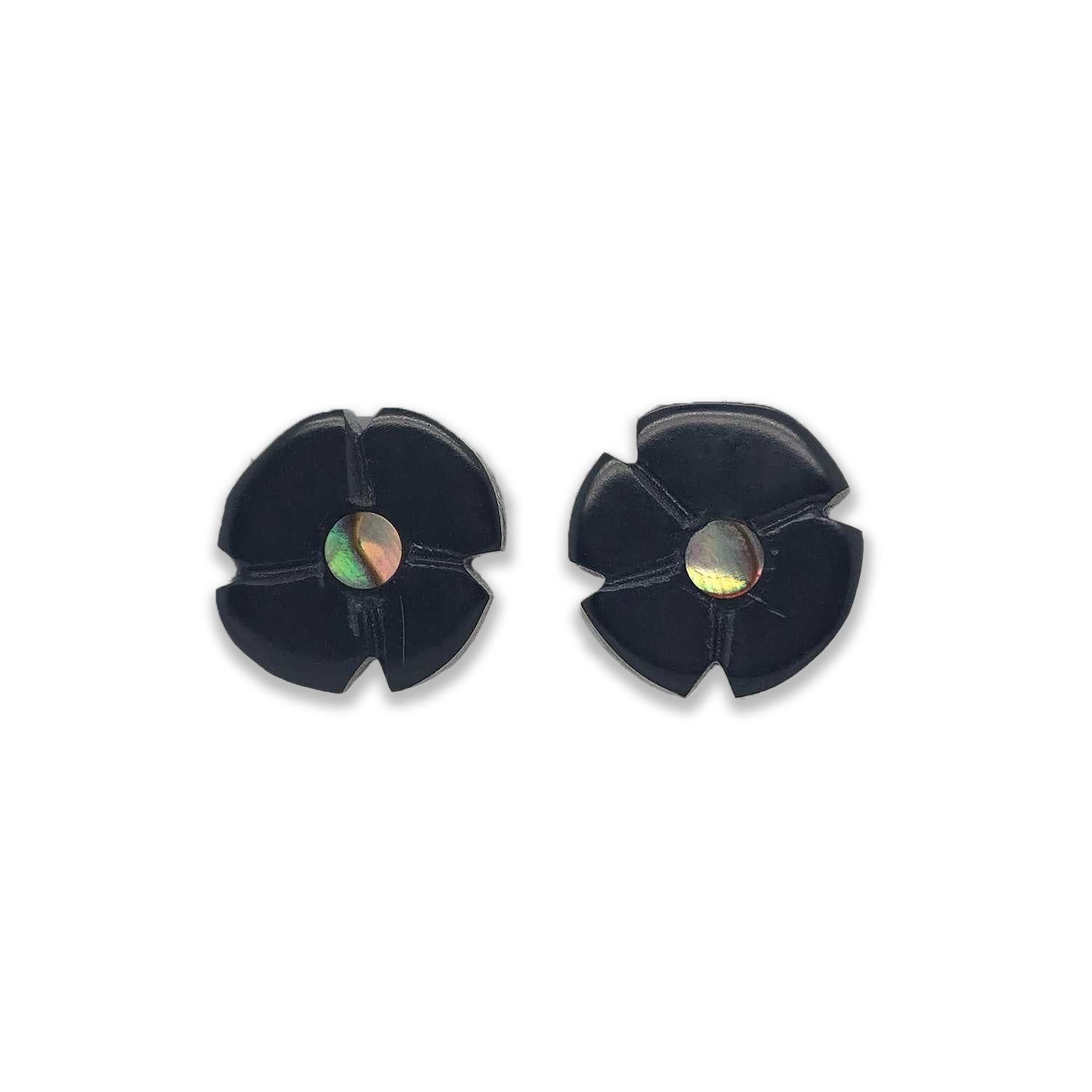 Argillite Flower Earrings by Haida artist Amy Edgars