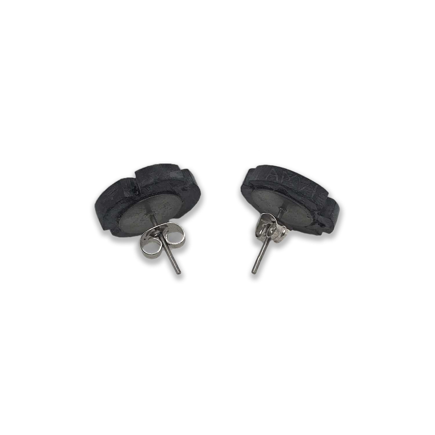 Argillite Flower Earrings by Haida artist Amy Edgars
