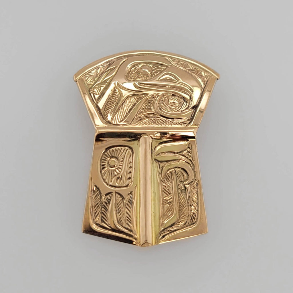 Indigenous Gold Copper shield Eagle Pendant by Bill Helin