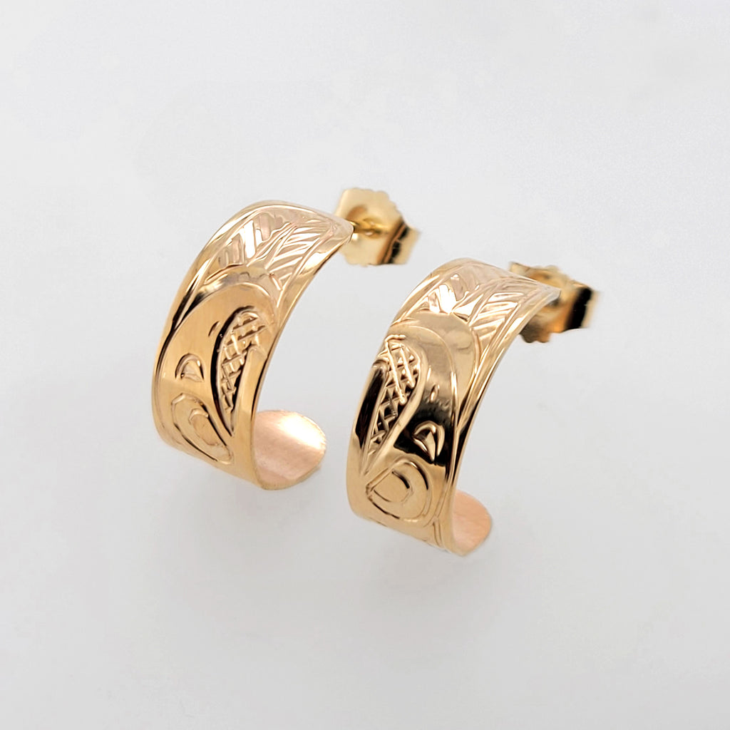 Gold Eagle Earrings by Cree artist Justin Rivard