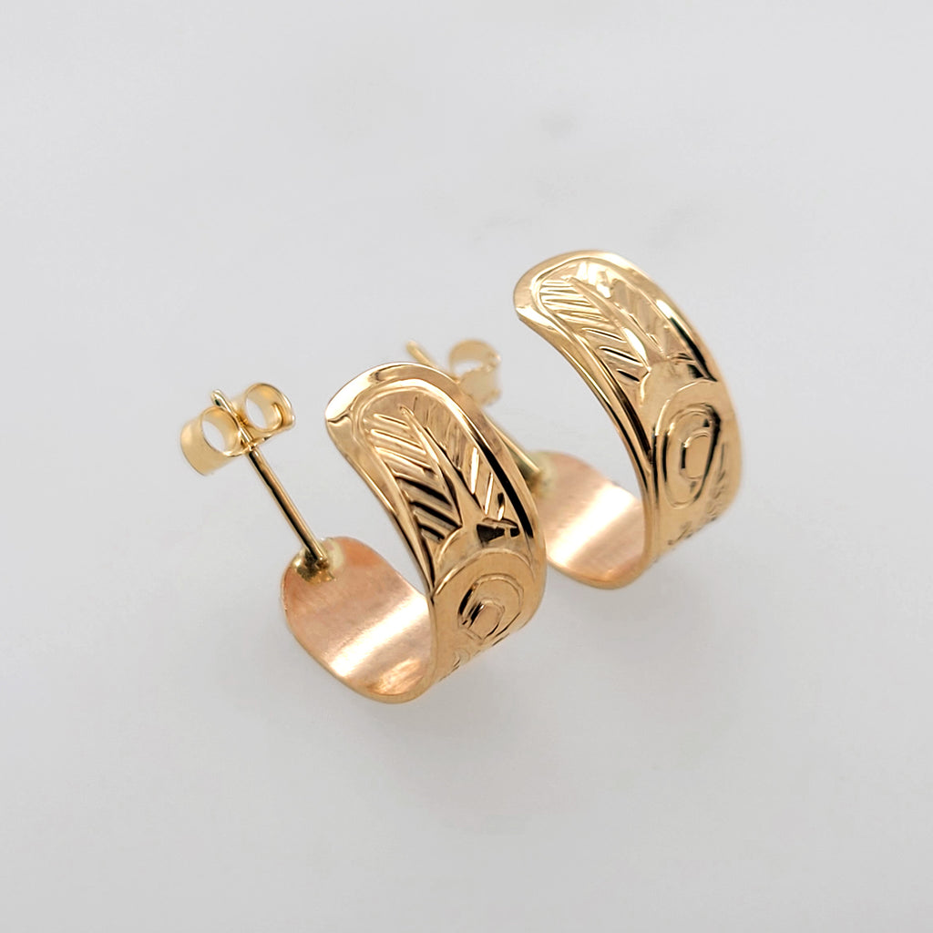 Gold Eagle Earrings by Cree artist Justin Rivard