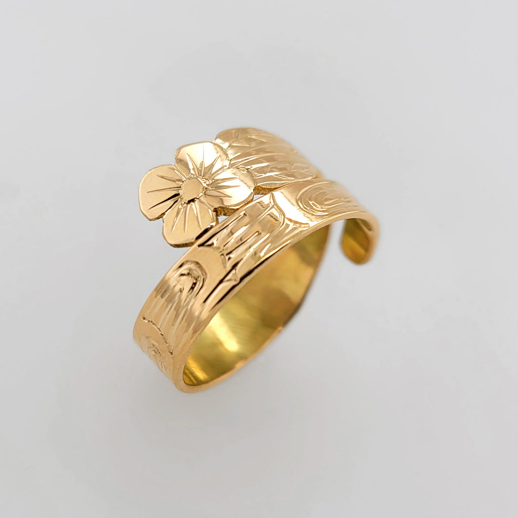 Gold Hummingbird Wrap Ring by Haida artist Garner Moody