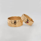 Gold native wedding bands set by Cree artist Justin Rivard