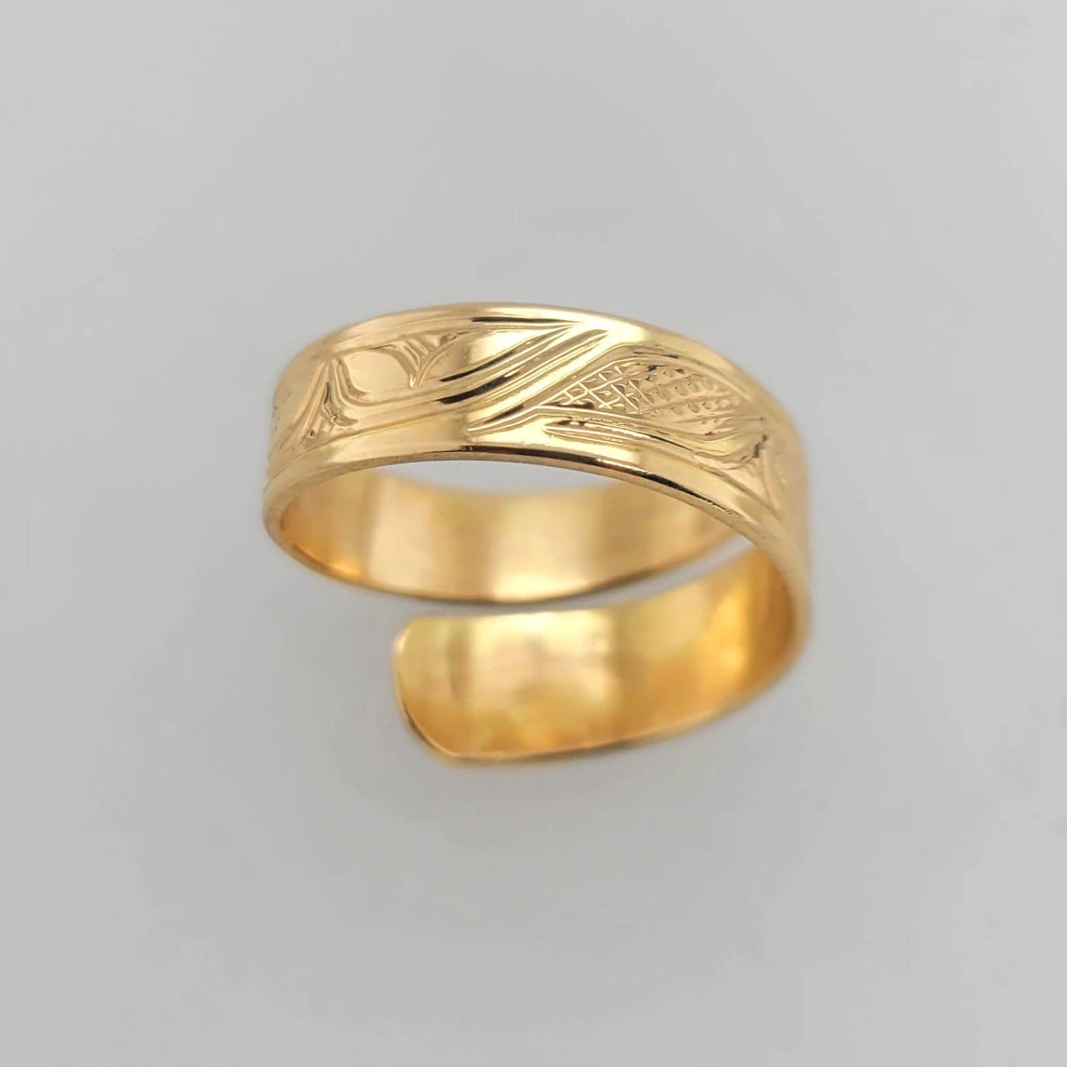 Gold Orca or Killer Whale Wrap Ring by Tsimshian artist Bill Helin