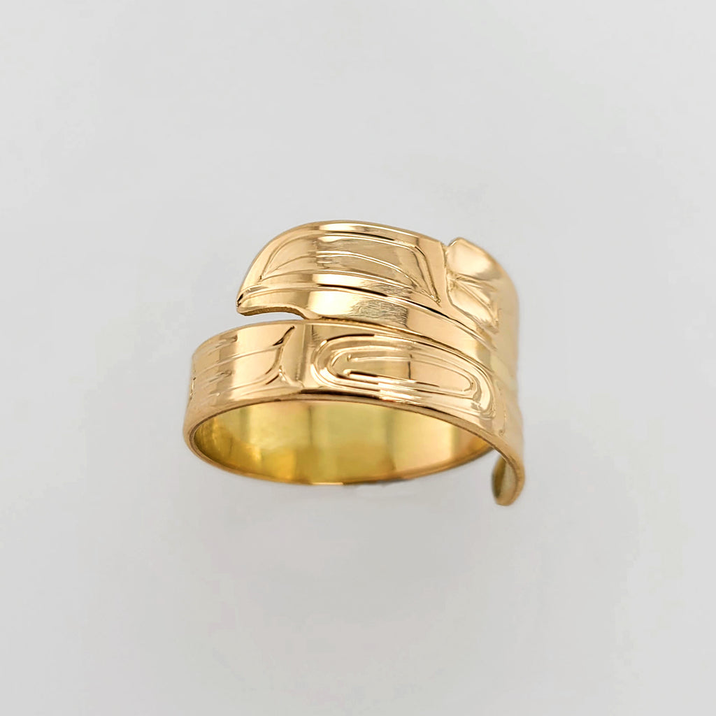 Gold Raven Wrap Ring by Haida artist Garner Moody