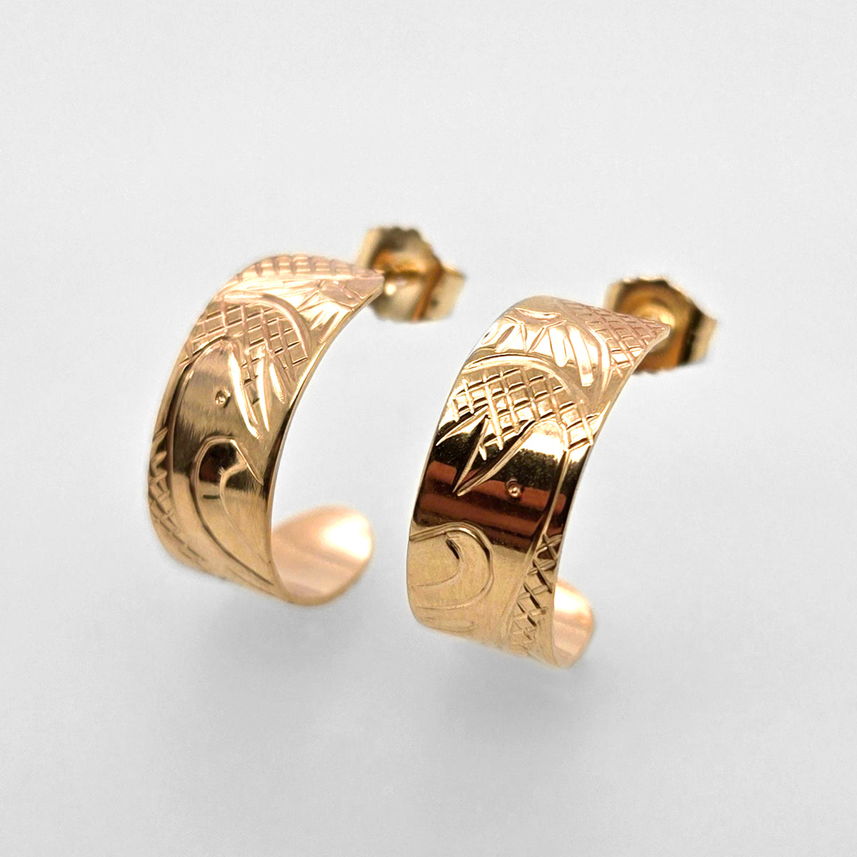Gold Salmon Hoop Earrings by Justin Rivard