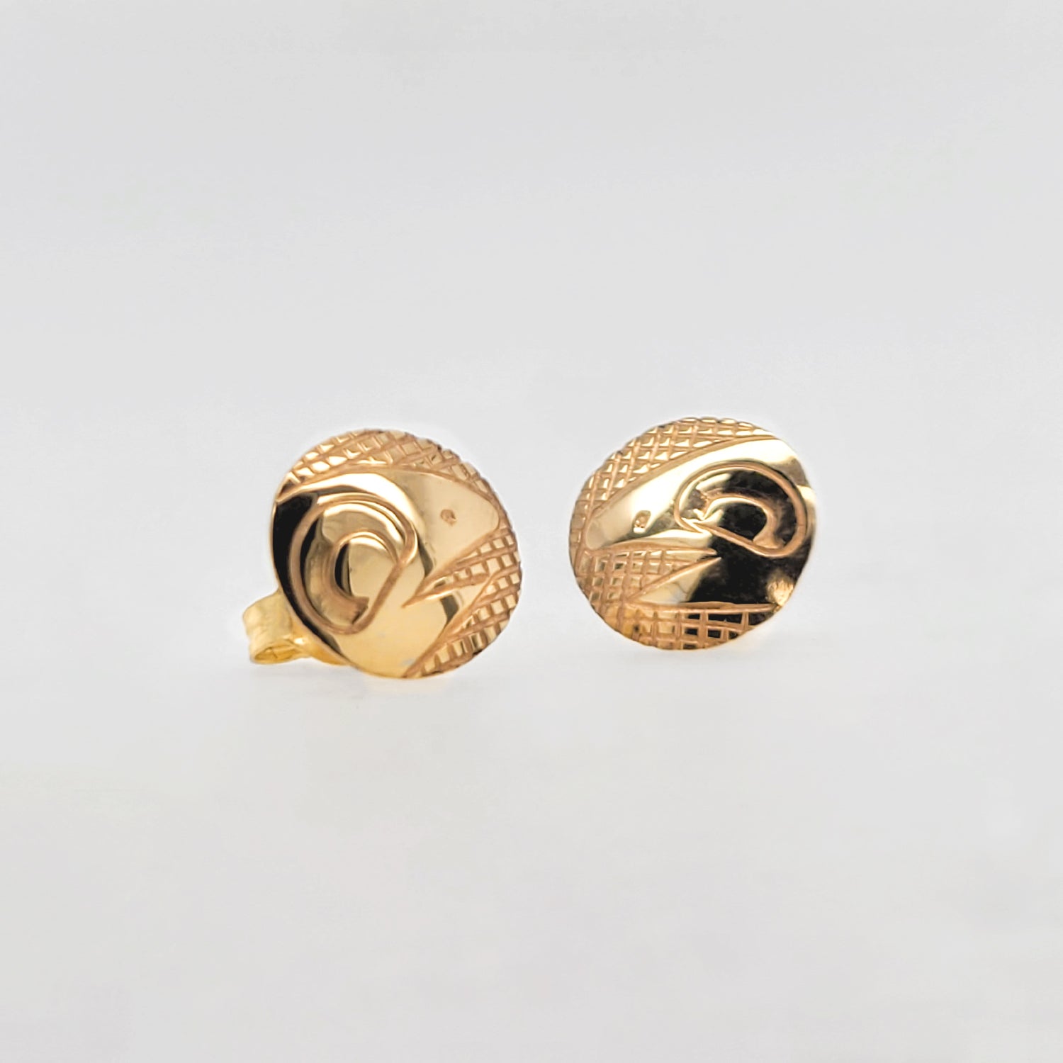 Gold Salmon Earrings by Cree artist Justin Rivard