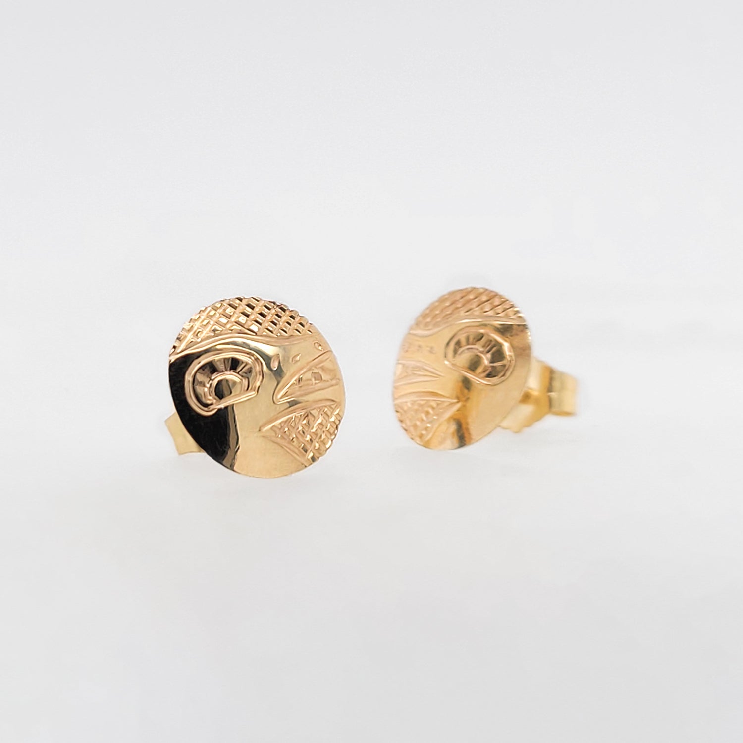 Gold Wolf Stud Earrings by Justin Rivard, Cree – Spirits of the West ...