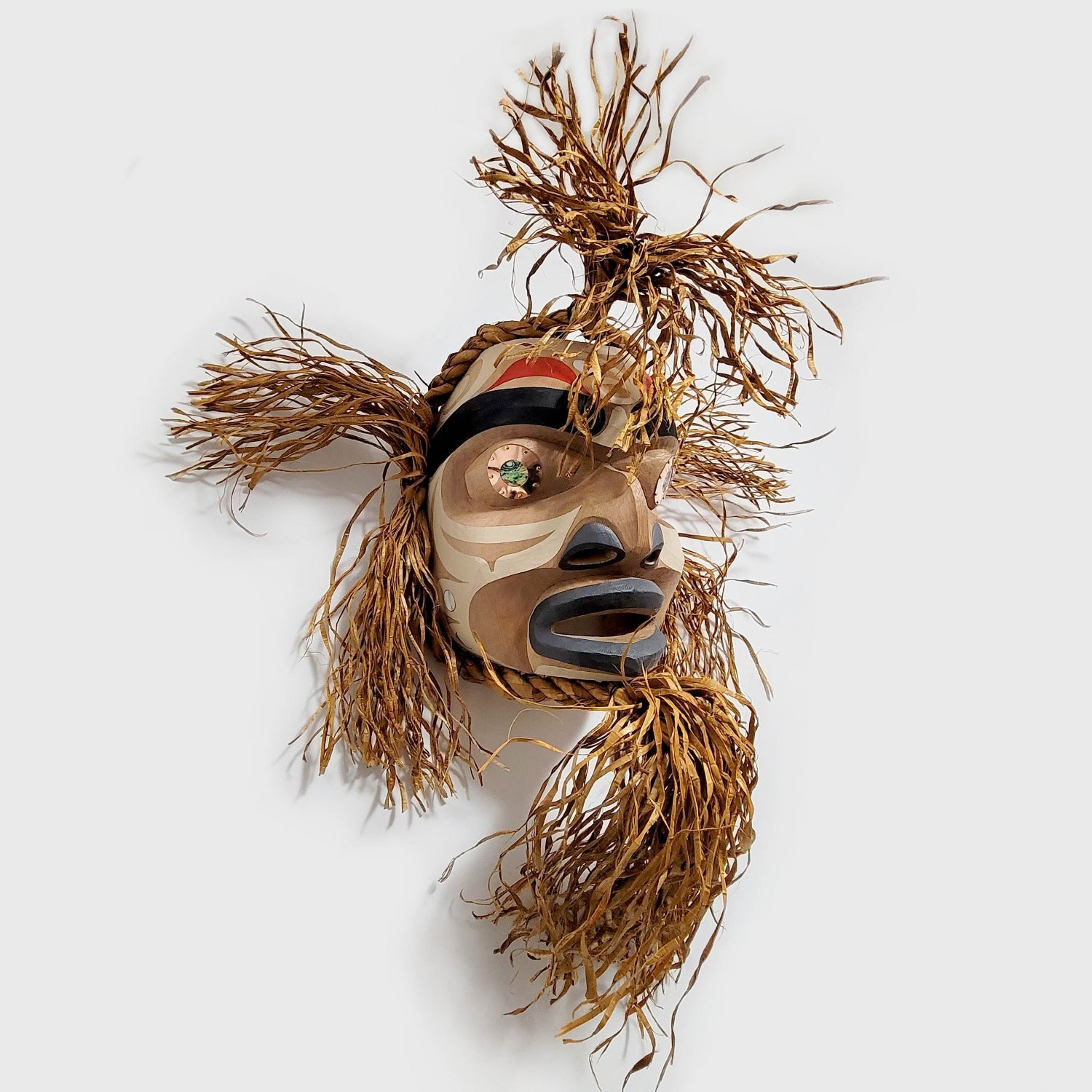 Cedar Bark Harvest Man Mask by Kwakiutl carver Trevor Hunt