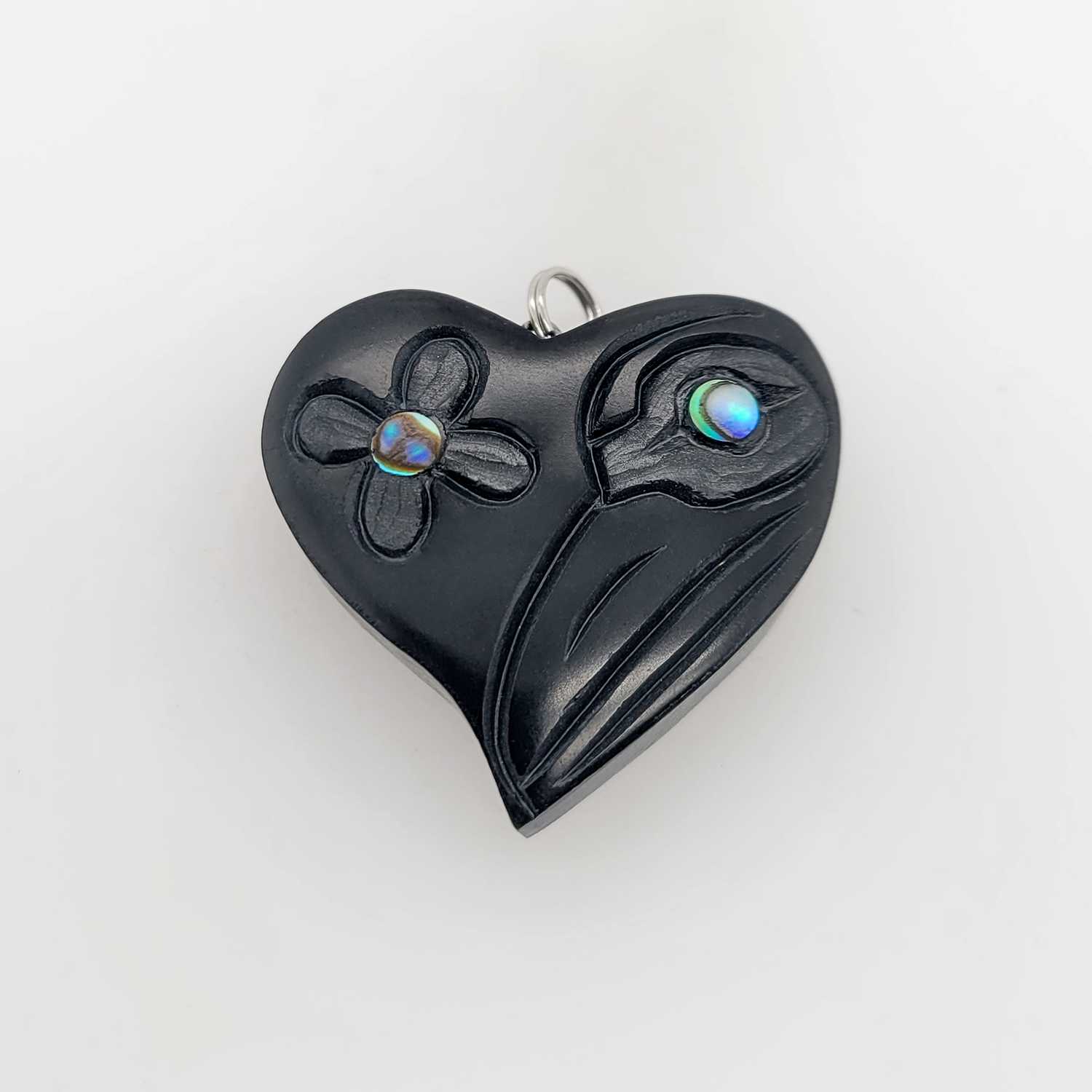 Argillite Hummingbird Heart Pendant by Haida artist Amy Edgars