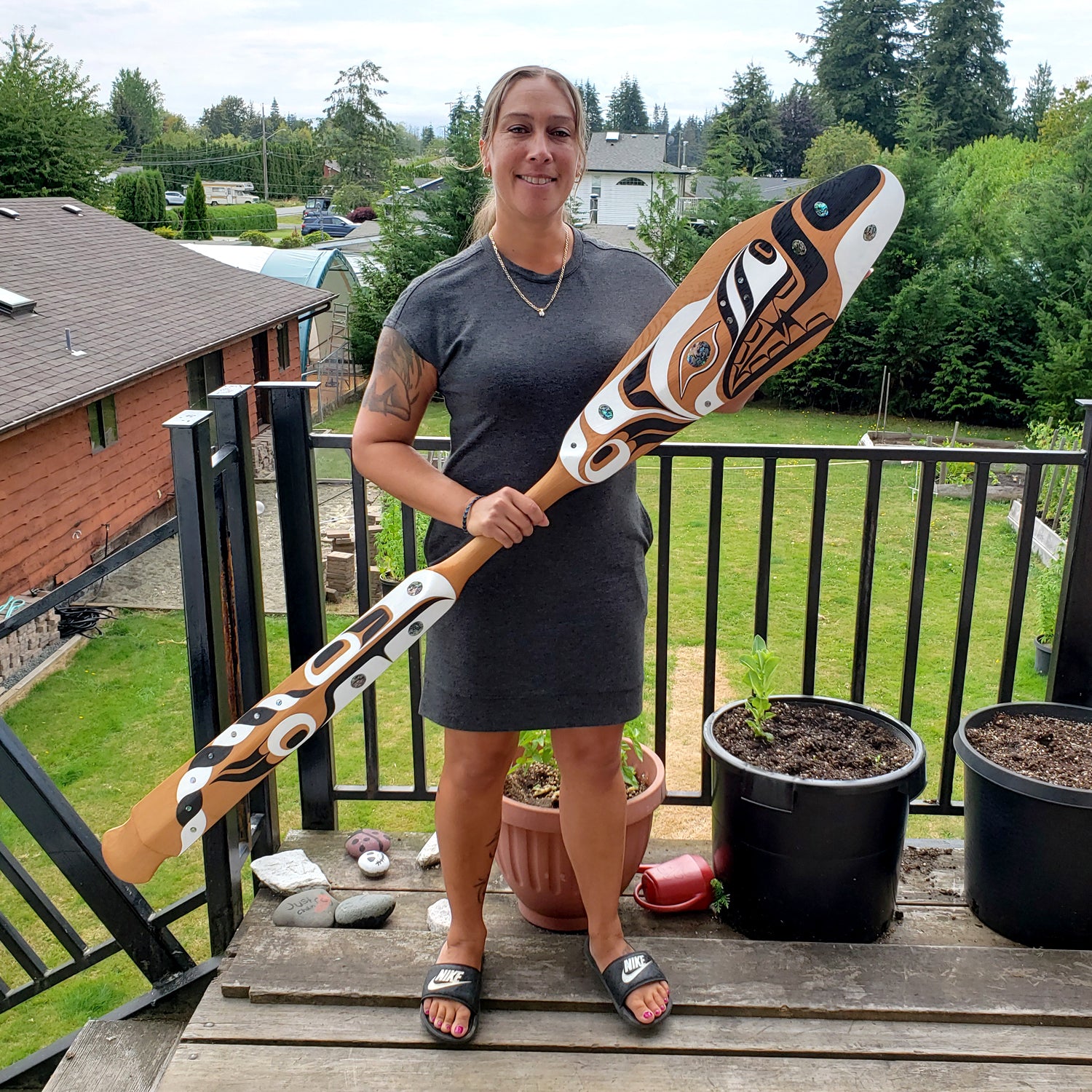 Wolf Paddle by Kwakwaka'wakw artist Jessica Chickite