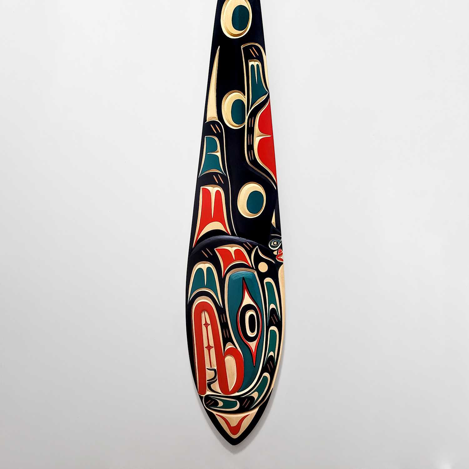 Orca or Killer Whale Cedar Paddle by Native carver Tom Hunt