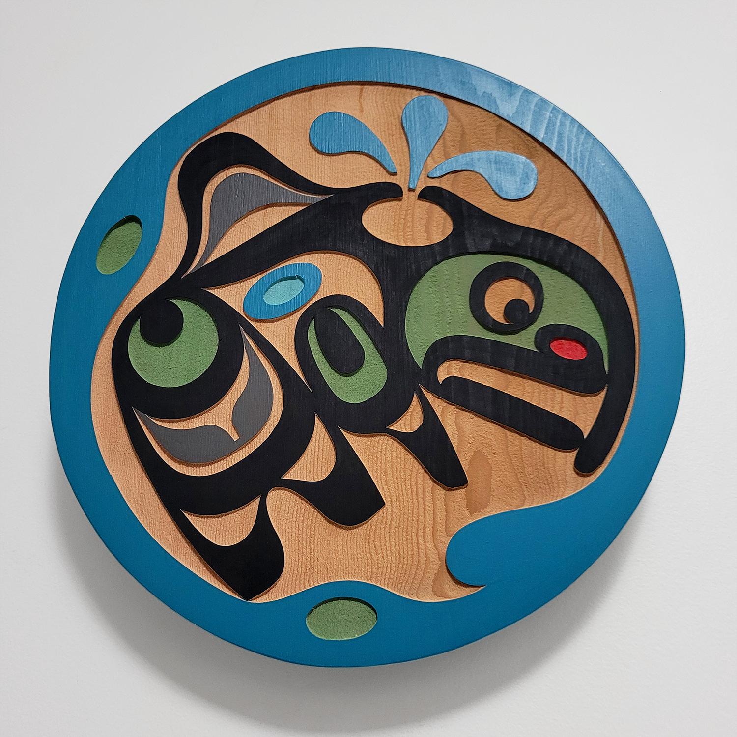 Small Sandblasted Orca Cedar Panel by Kwakiutl artist Trevor Hunt