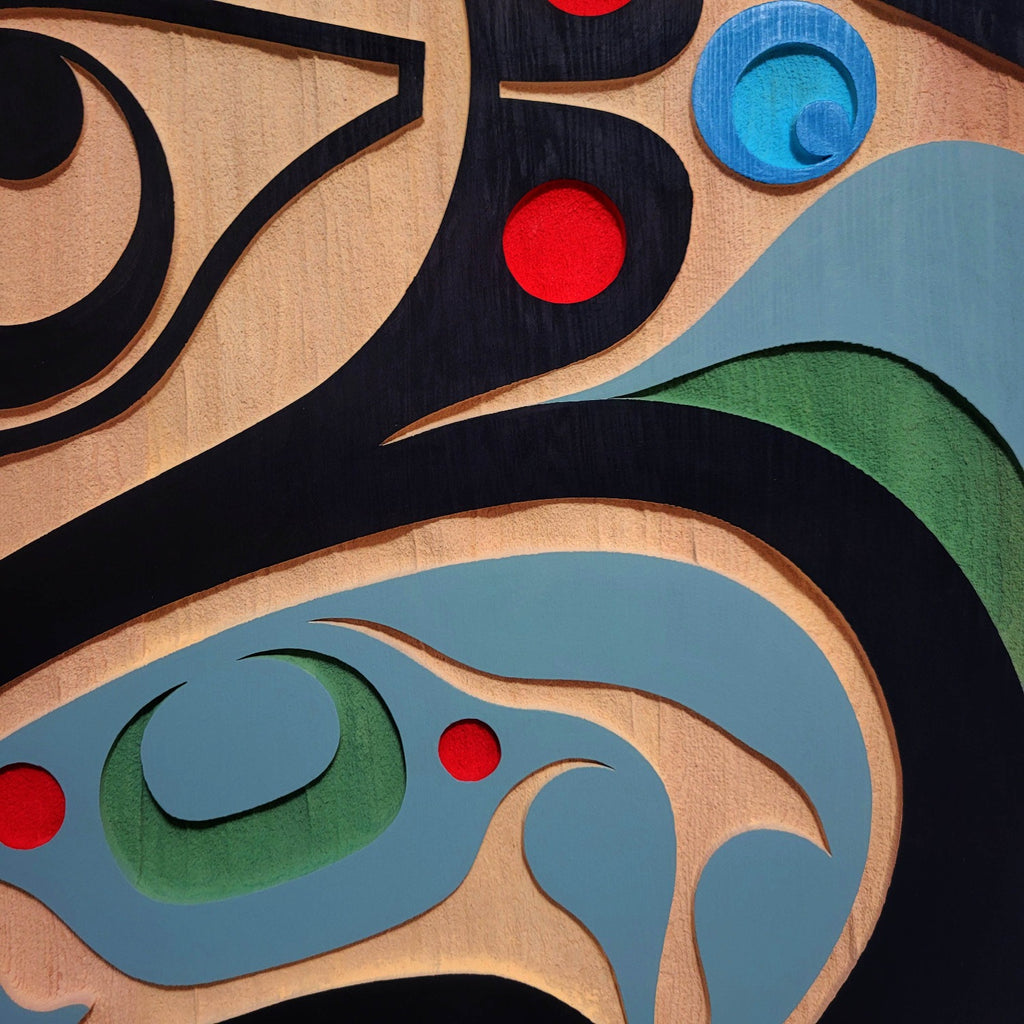 Indigenous Eagle Cedar Panel by Kwakiutl artist Trevor Hunt