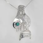 Silver Orca Pendant with Abalone by Haida artist Carmen Goertzen