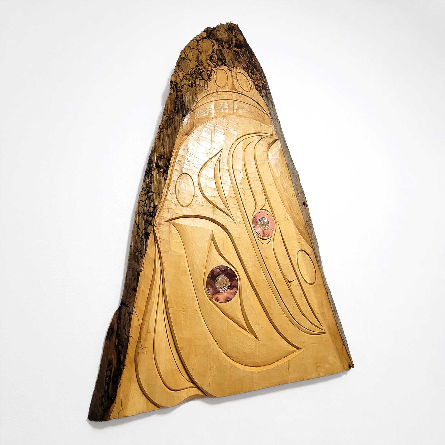 Live Edge Cedar Eagle Panel by Kwakiutl carver Trevor Hunt