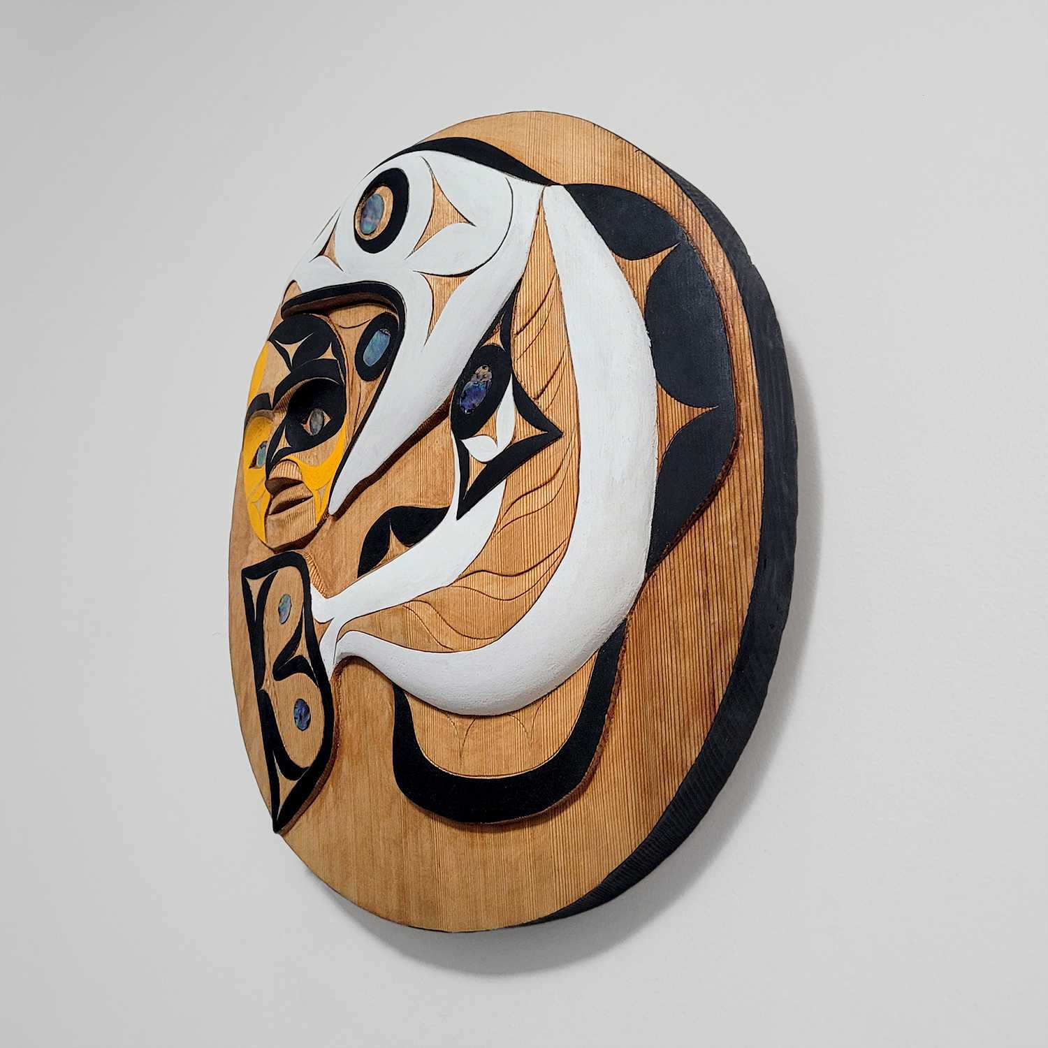 Moon Eclipse Cedar Panel by Nuu-chah-nulth artist Tim Paul