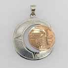 Silver Gold Moon Pendant by Cree Artist Justin Rivard