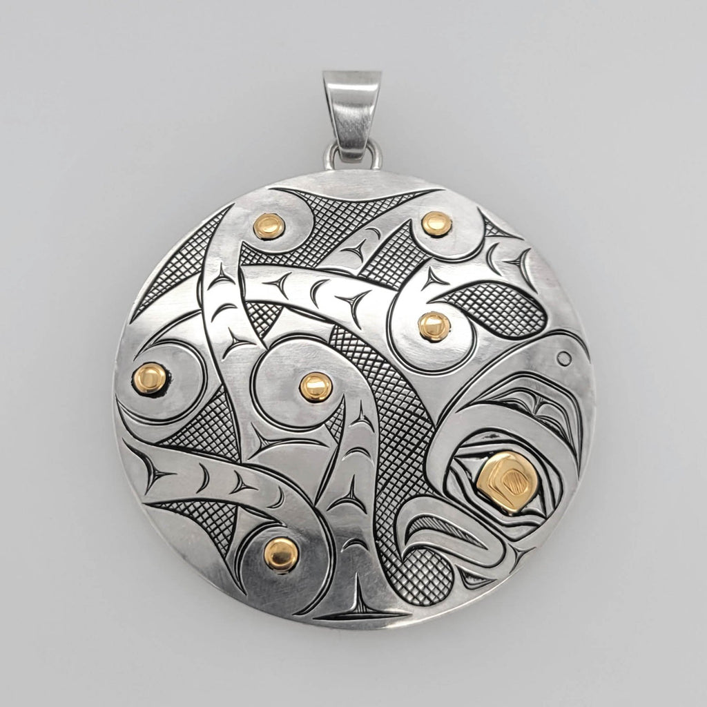 Silver and Gold Octopus Pendant by Kwakwaka'wakw artist David Neel