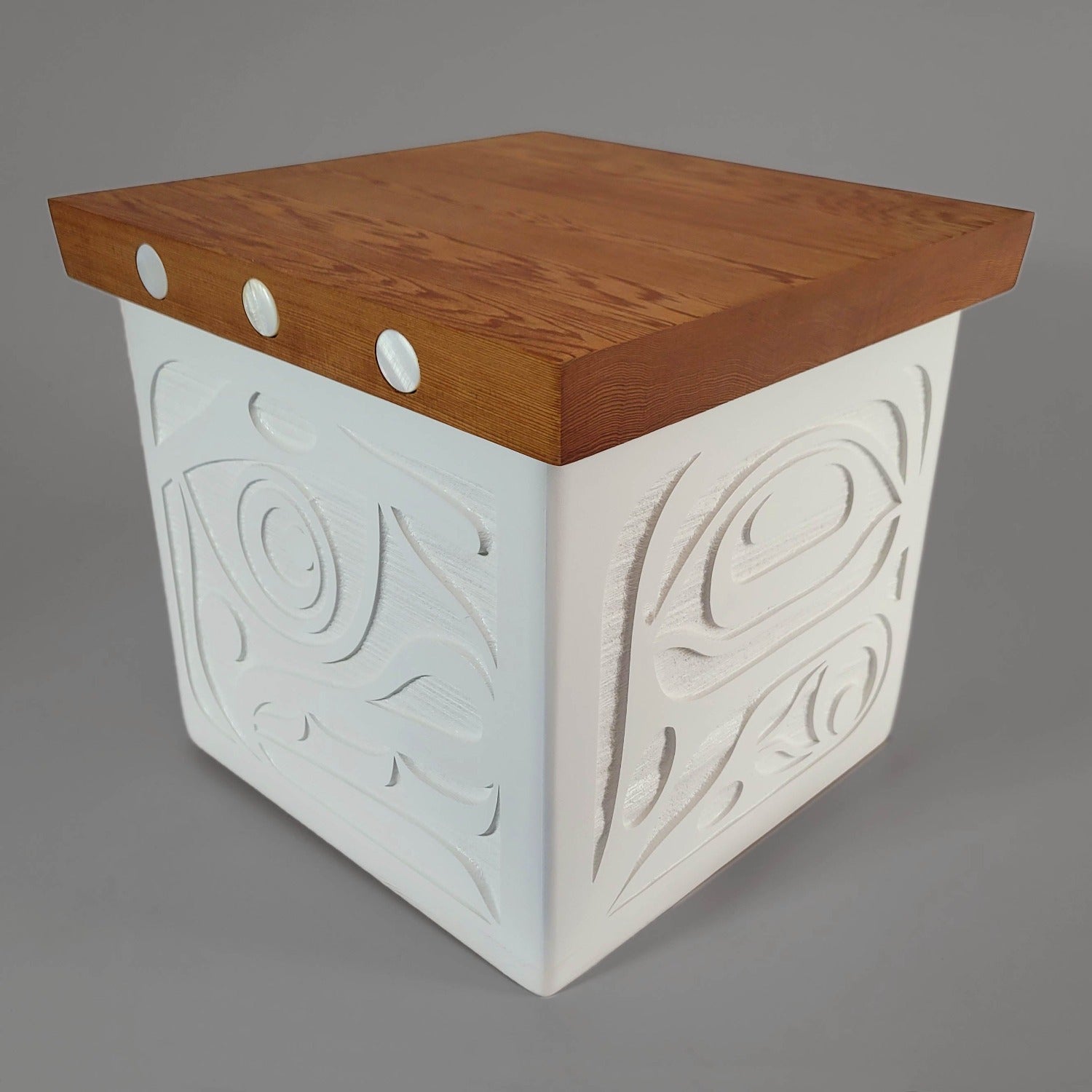 Sandblasted Bentwood Box by Kwakiutl artist Trevor Hunt