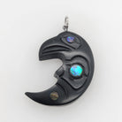 Argillite and Abalone Raven Moon Pendant by Haida artist Amy Edgars