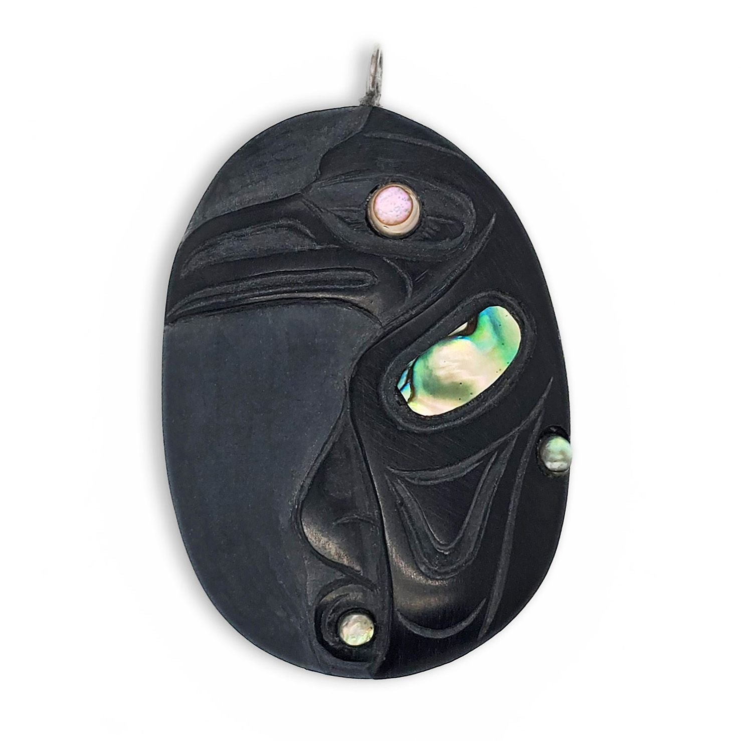 Argillite Raven Pendant by Haida Artist Cooper Wilson