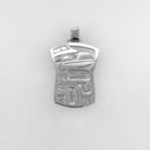 this is a Silver Haida Copper-shaped Raven Pendant