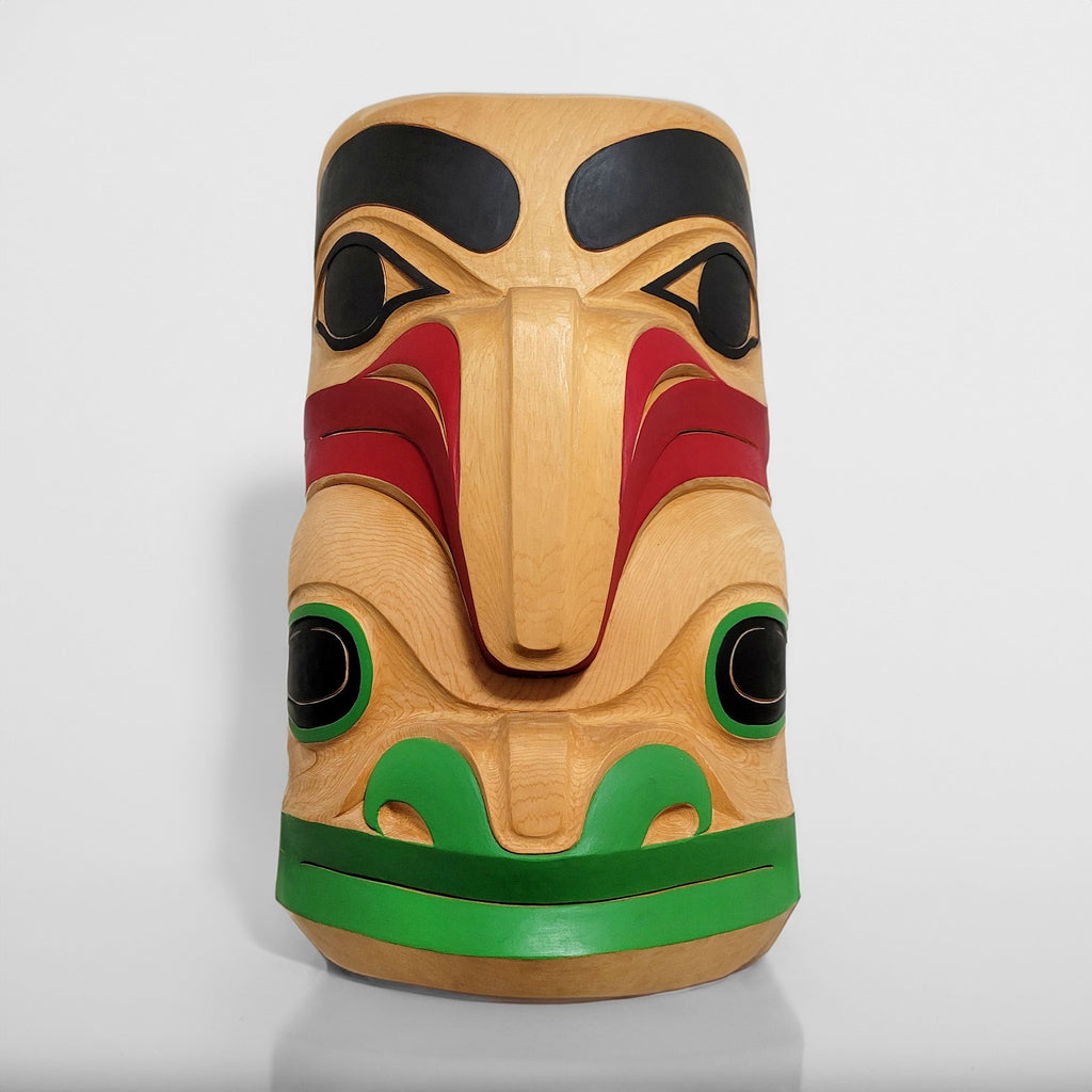 Cedar Raven and Frog Totem Mask by Haida carver Garner Moody