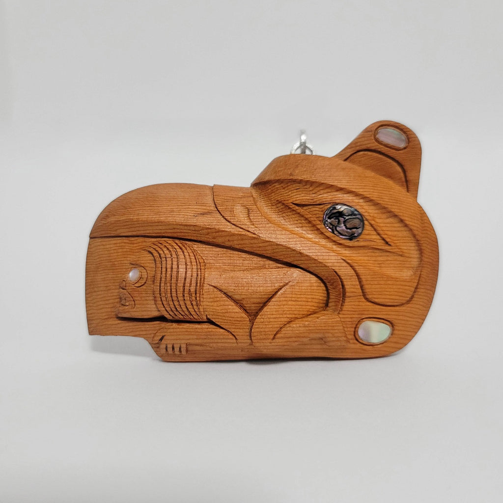 Indigenous Raven Yew Wood Pendant by Haida artist Ron Russ
