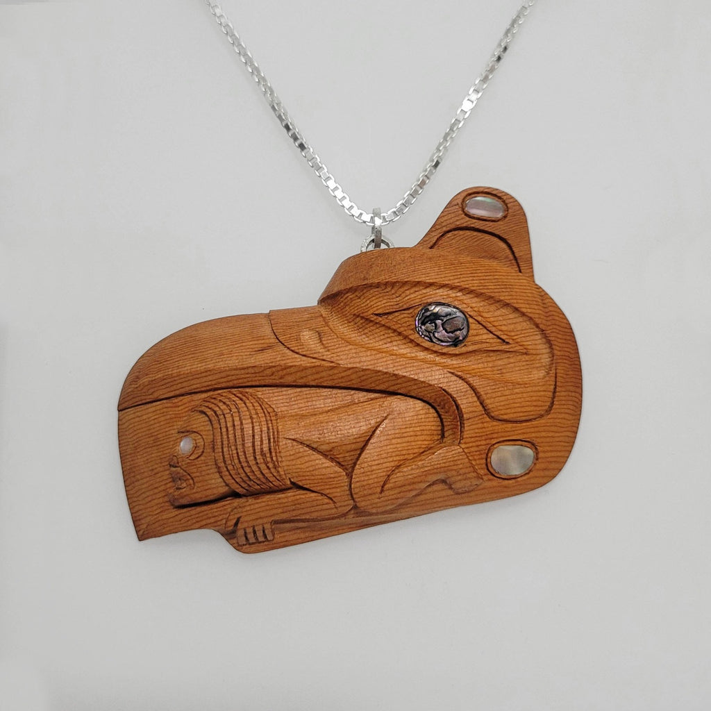 Indigenous Raven Yew Wood Pendant by Haida artist Ron Russ