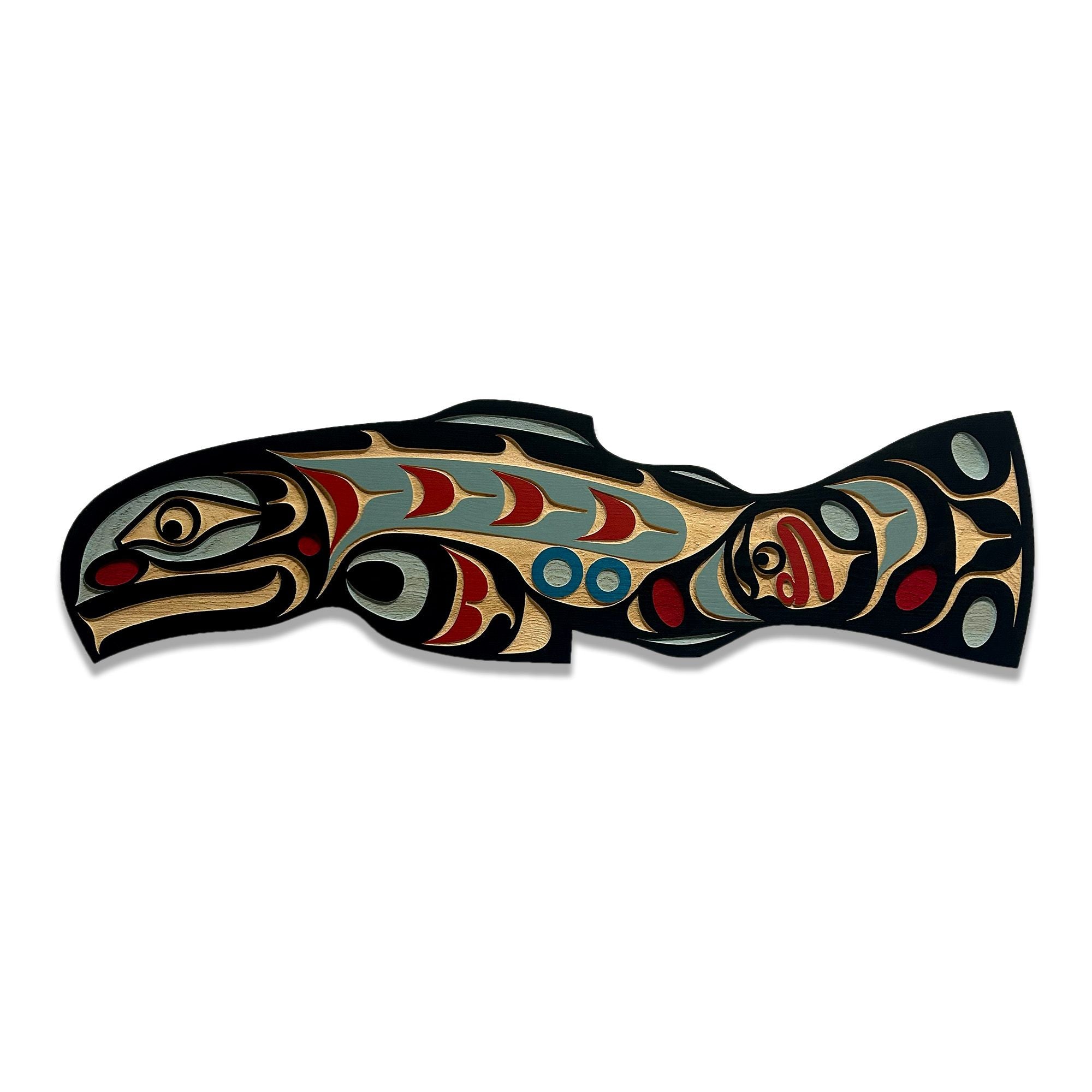 Sandblasted Salmon Panel by Kwakwaka'wakw artist Trevor Hunt