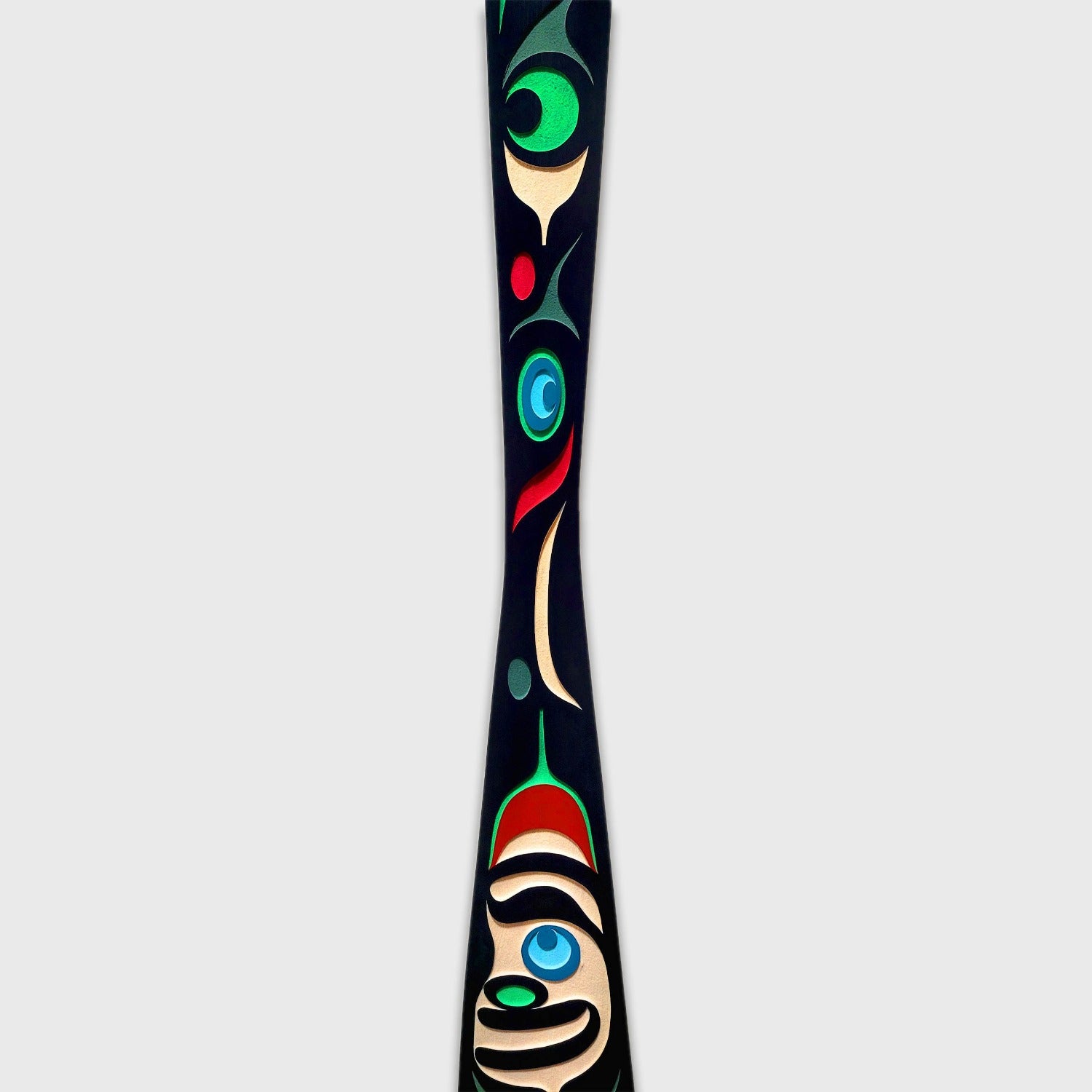 Sandblasted Cedar Raven Paddle by Kwakiutl carver Trevor Hunt