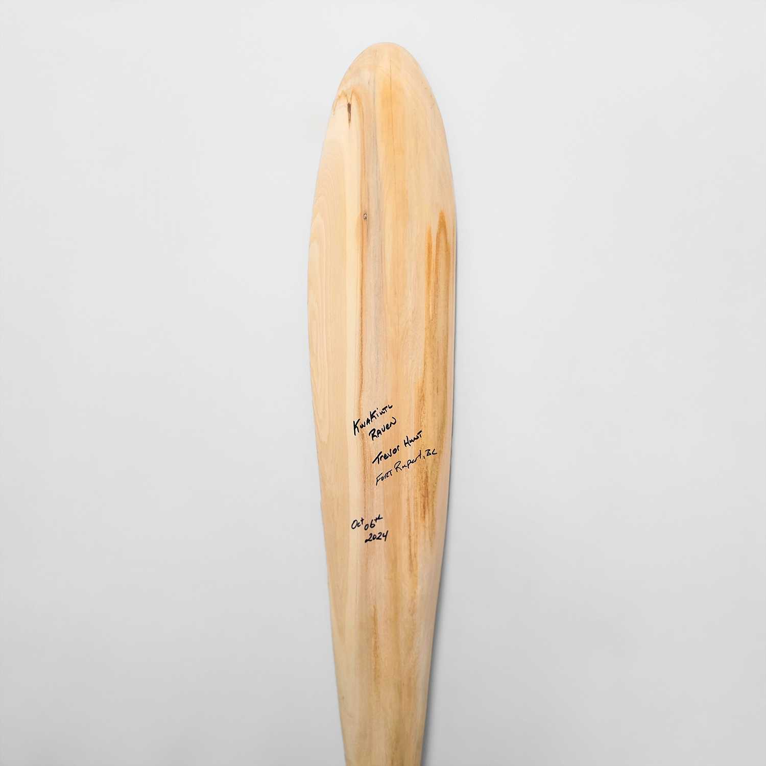 Sandblasted Cedar Raven Paddle by Kwakiutl carver Trevor Hunt