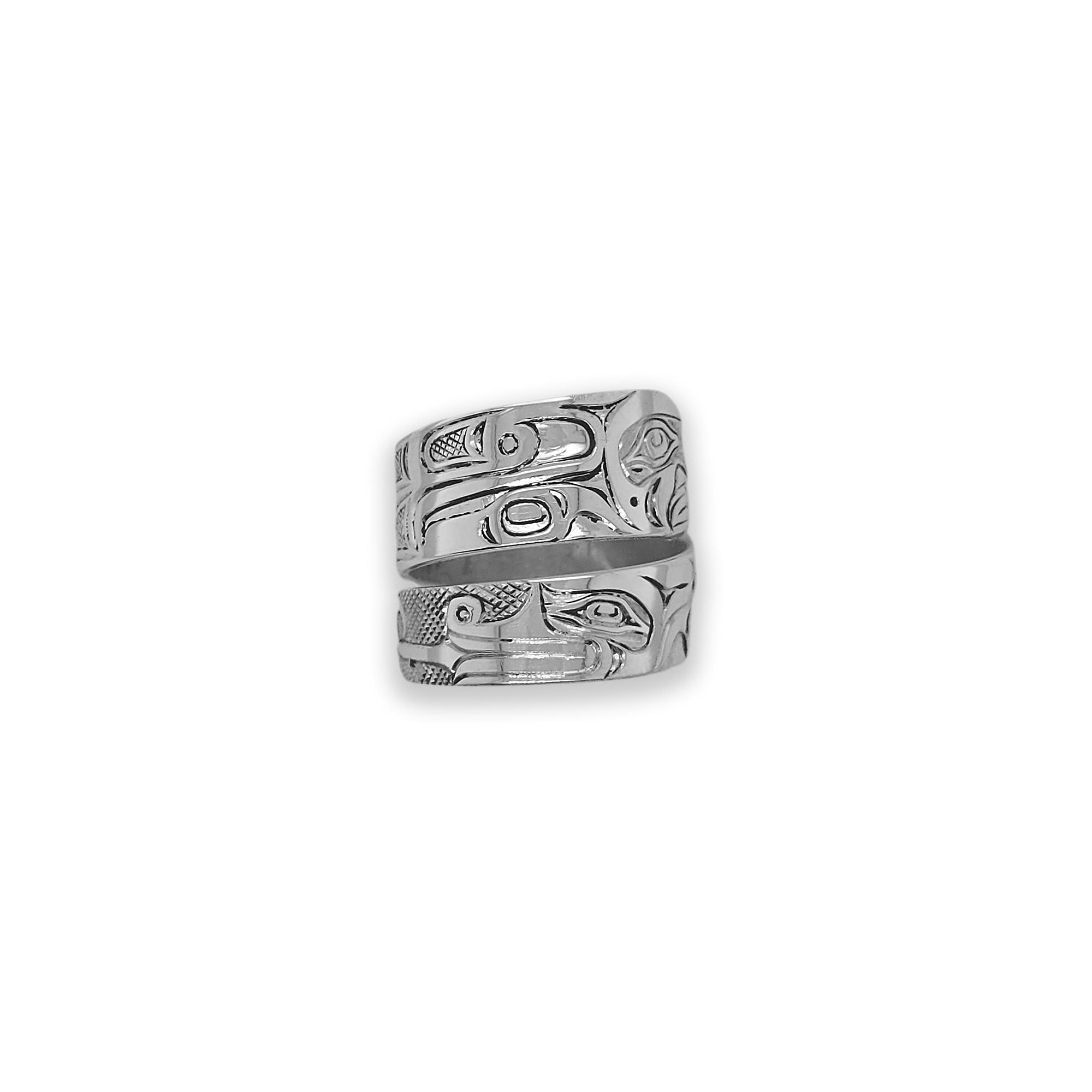 silver sea serpent wrap ring by Kwakwaka'wakw artist Joe Wilson