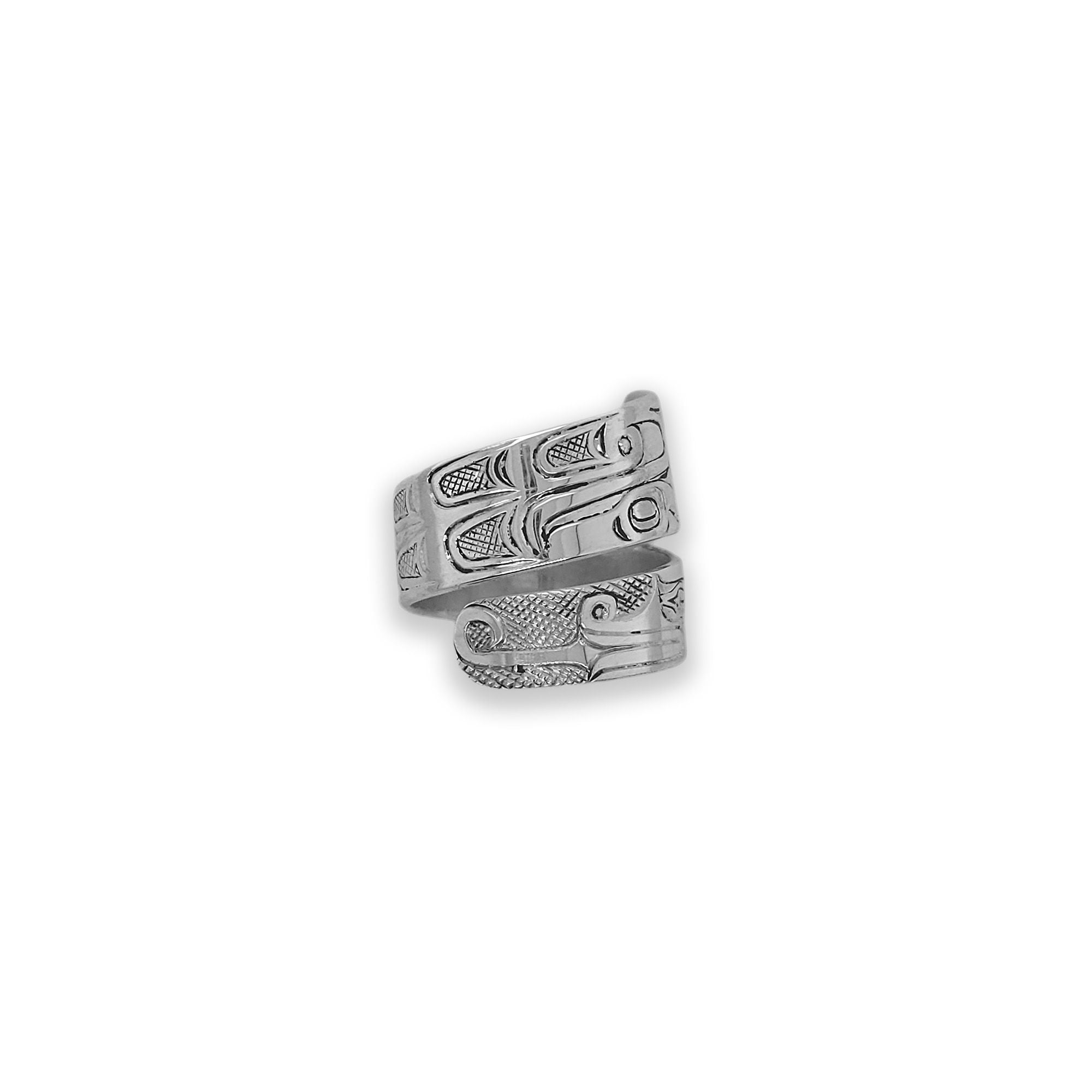 silver sea serpent wrap ring by Kwakwaka'wakw artist Joe Wilson